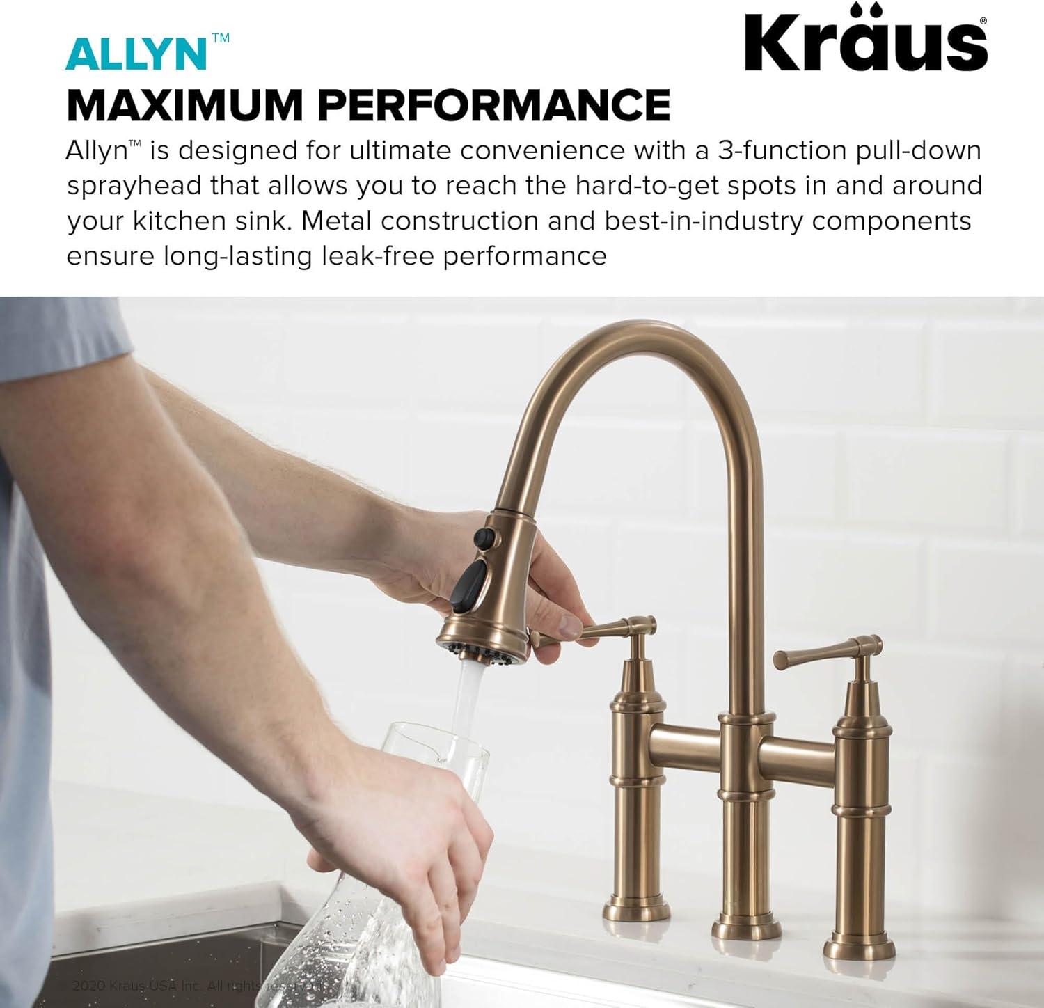 Kraus Allyn Transitional Bridge Kitchen Faucet and Water Filter Faucet Combo