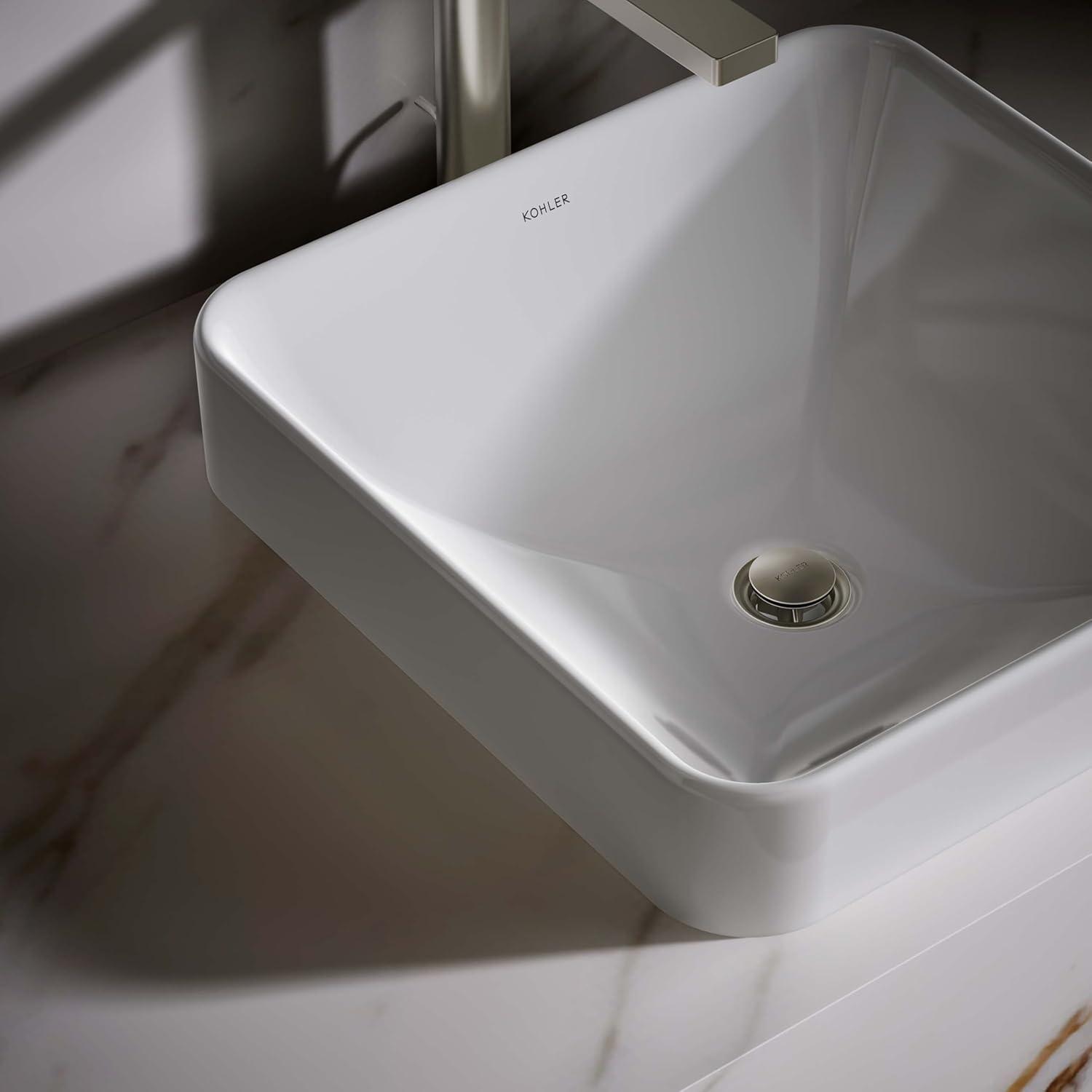 Vox® Ceramic Square Vessel Bathroom Sink with Overflow