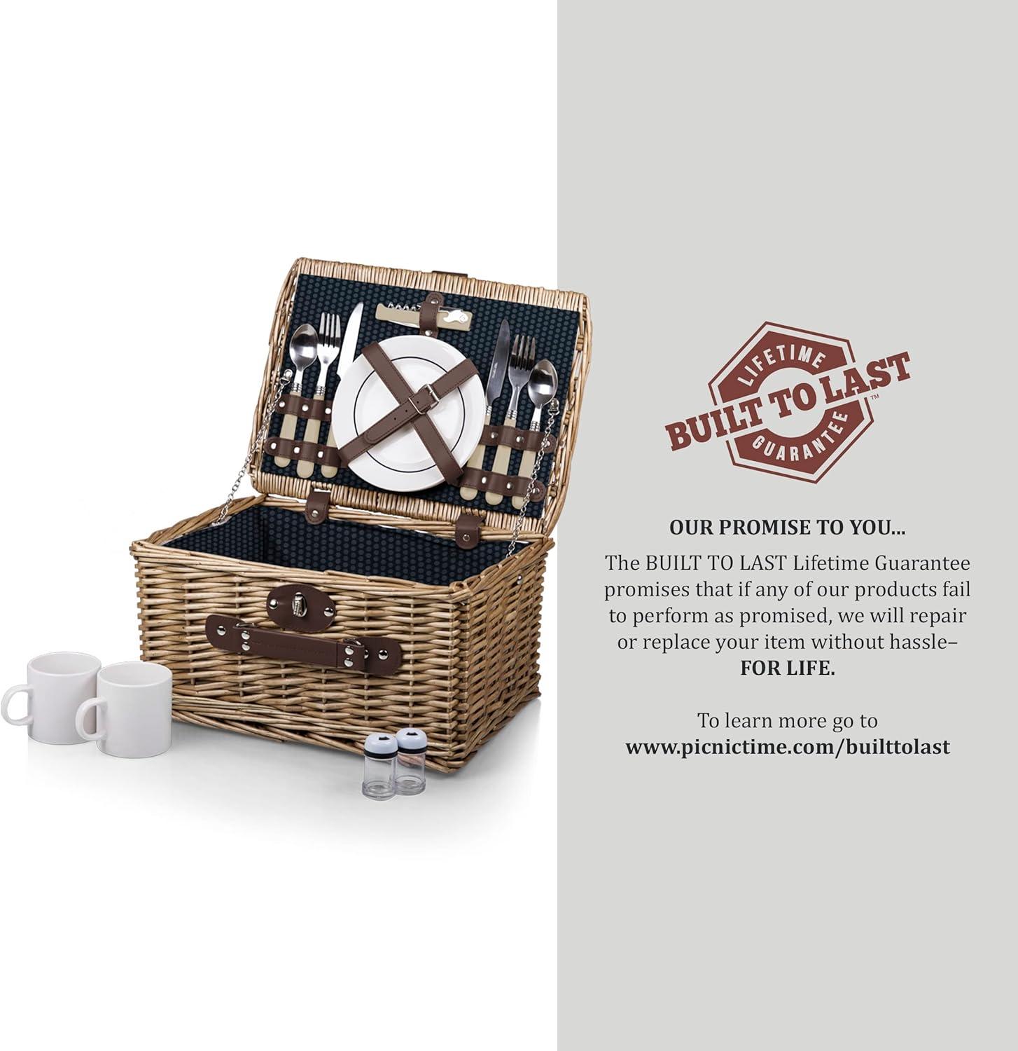 Picnic Time Catalina Wicker Picnic Basket with Picnic