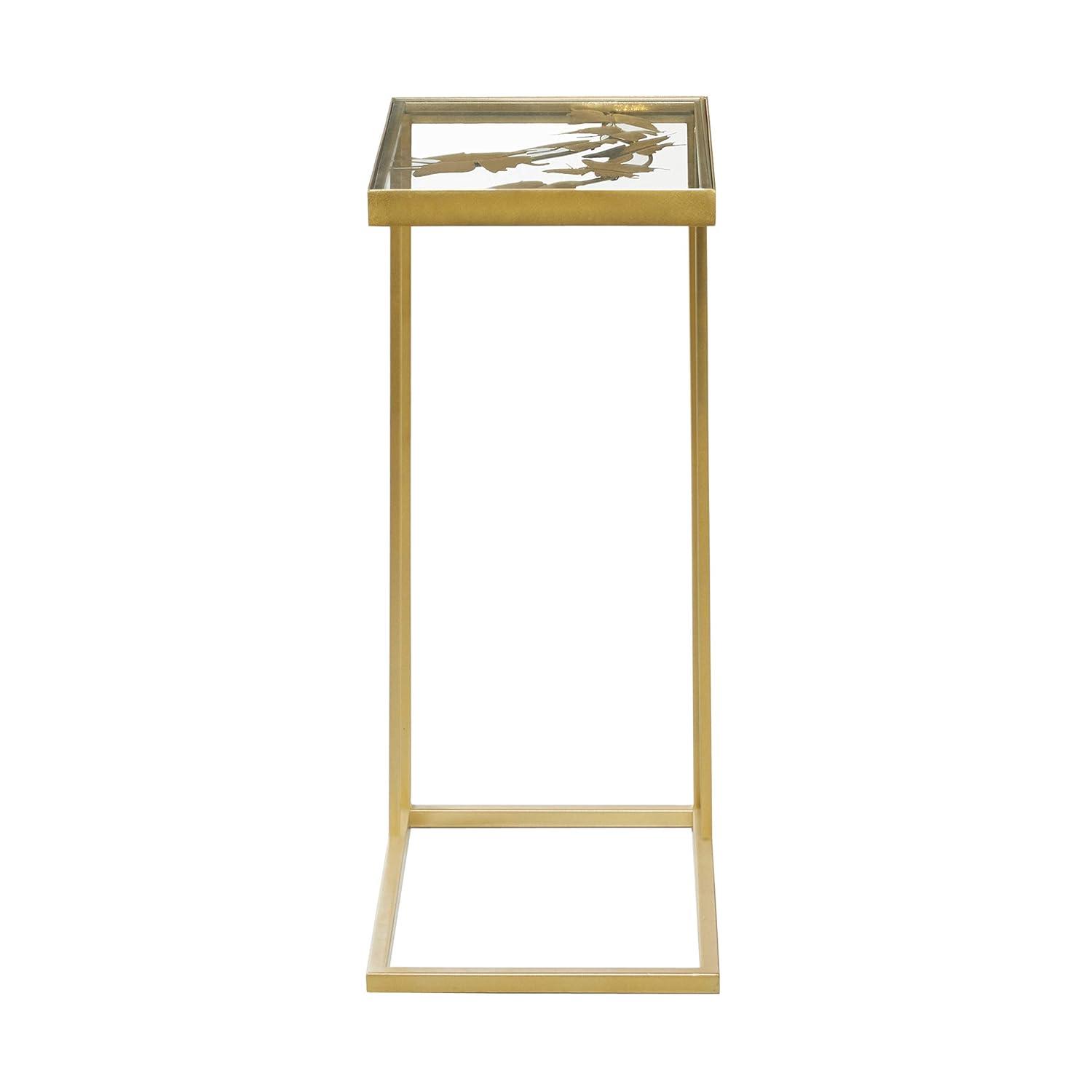 25" Contemporary Metal and Glass Accent Table Gold - Olivia & May
