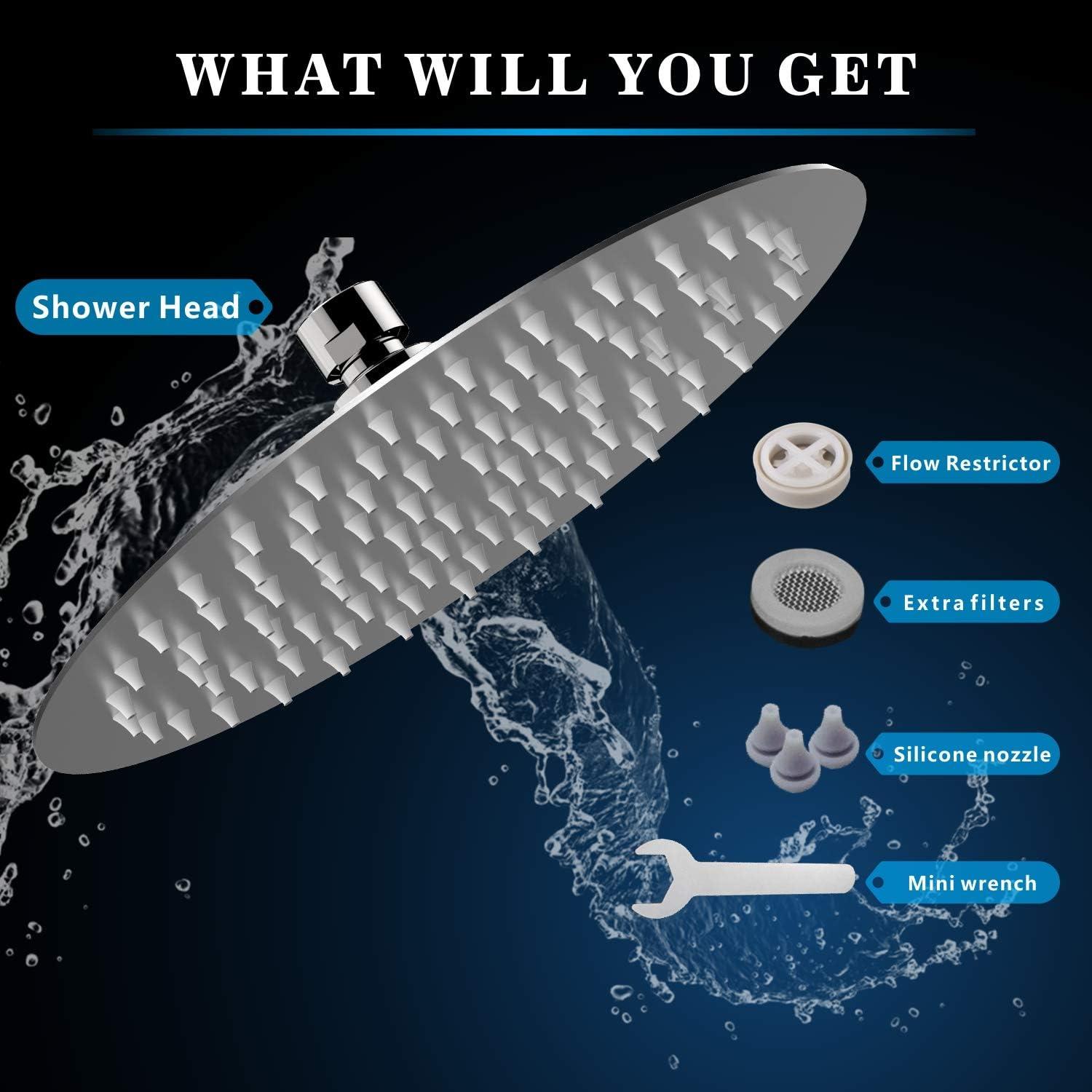 Voolan Rain Shower Head, High Flow Large Rainfall Showerhead Made of All Metal Stainless Steel, Waterfall Body Covering, Universal Wall and Ceiling Mount (12 Inch, Chrome)