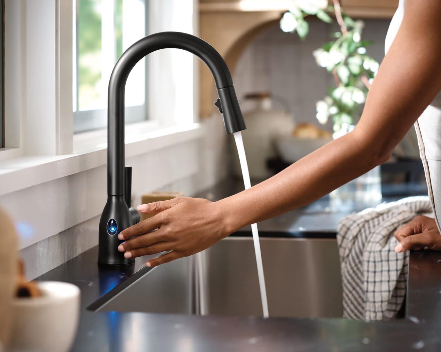 Adler Matte Black Touchless Pull-Down Kitchen Faucet