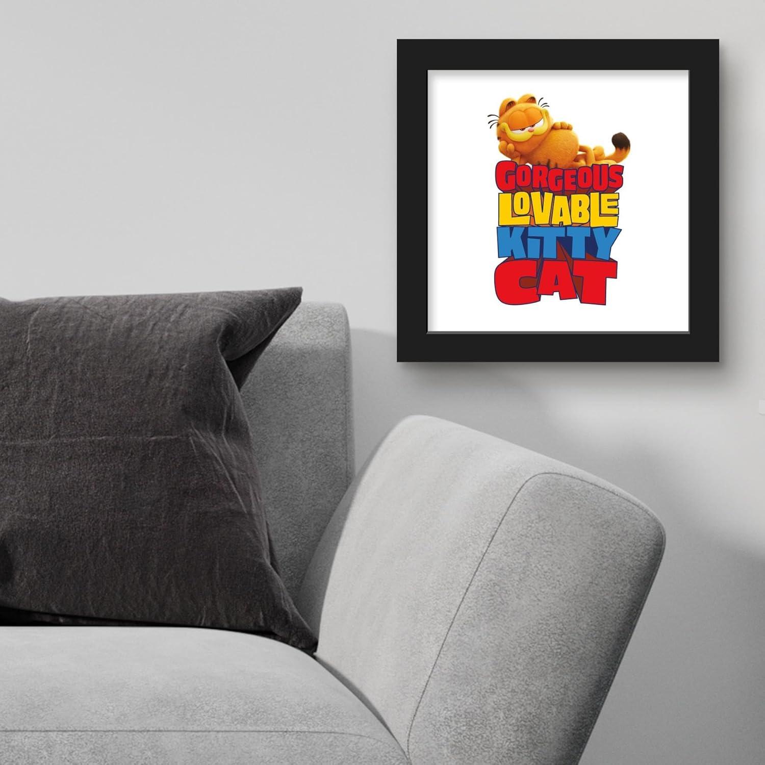 Gallery Pops The Garfield Movie - Gorgeous Lovable Kitty Cat Wall Art, Black Framed Version, 12" x 12"