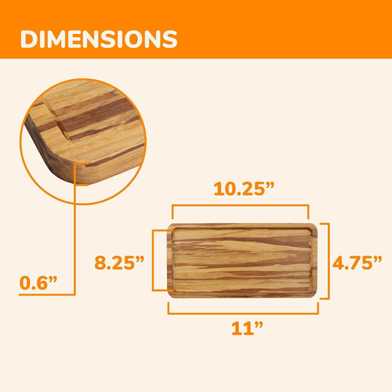 Rectangular Tiger Stripe Bamboo Serving Tray 11 x 5.5