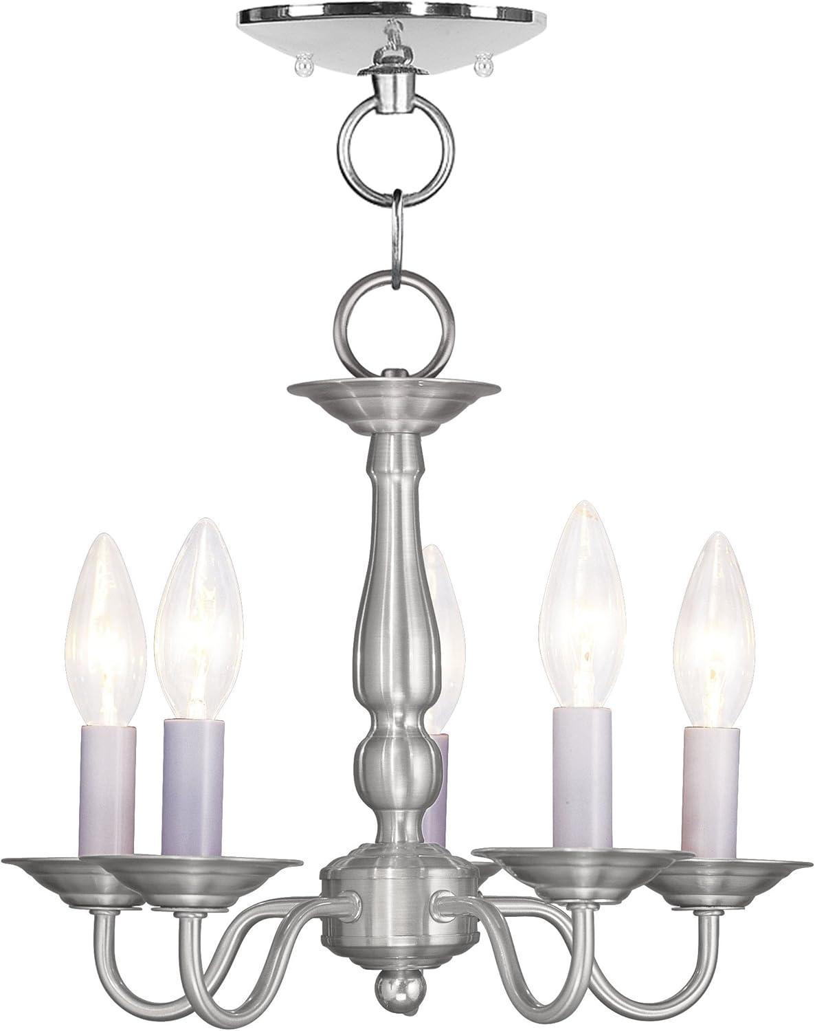 Colonial Elegance Brushed Nickel Mini Chandelier 11" Height