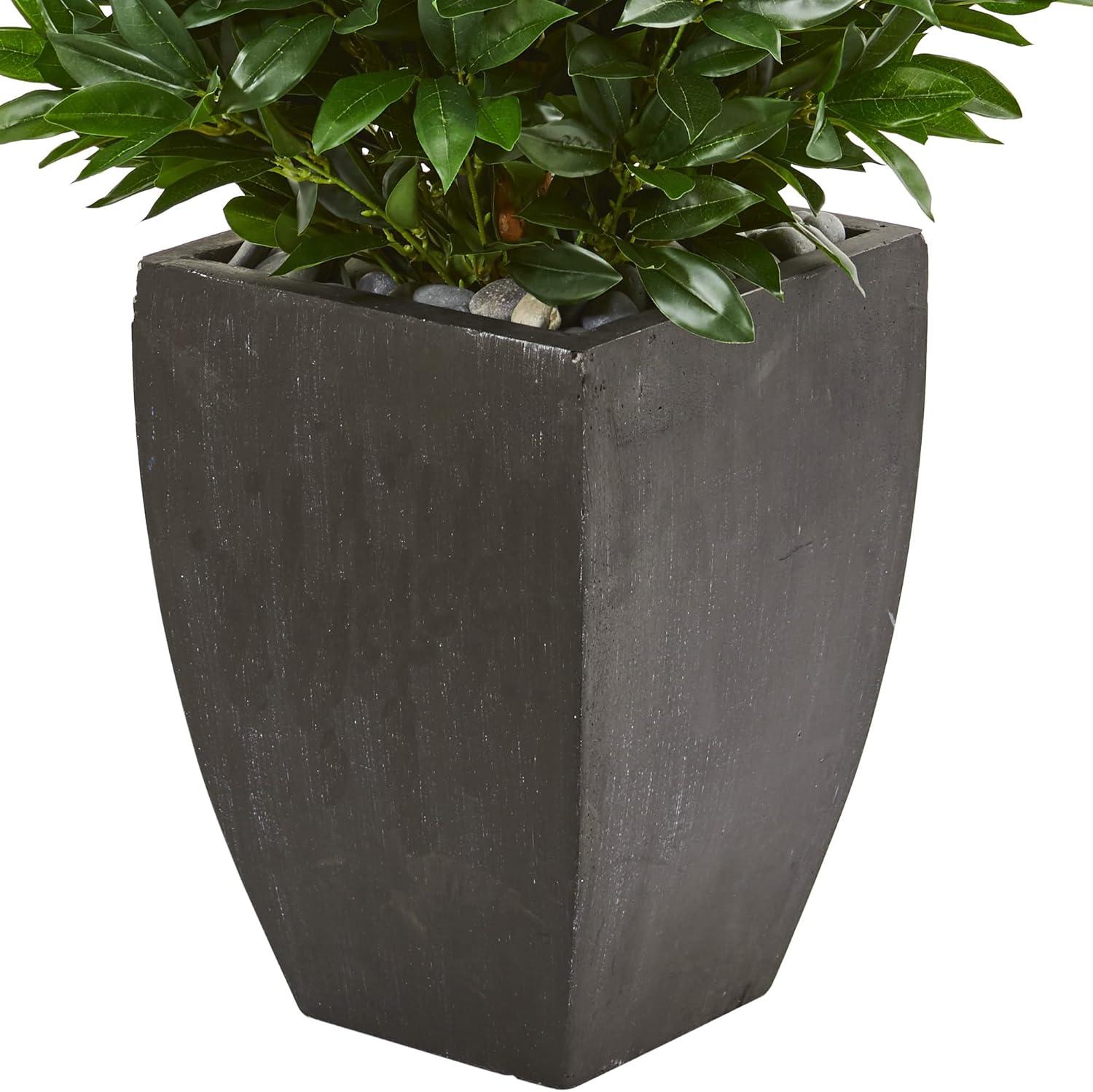 Nearly Natural 56-in Bay Leaf Cone Topiary Artificial Tree UV Resistant in Black Planter (Indoor/Outdoor)