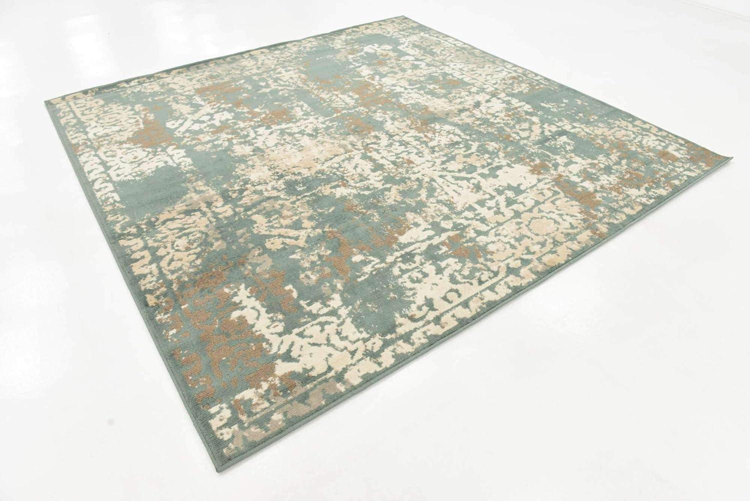 Unique Loom Tuareg Collection Area Rug - Mirage (8' Square Green/Beige)