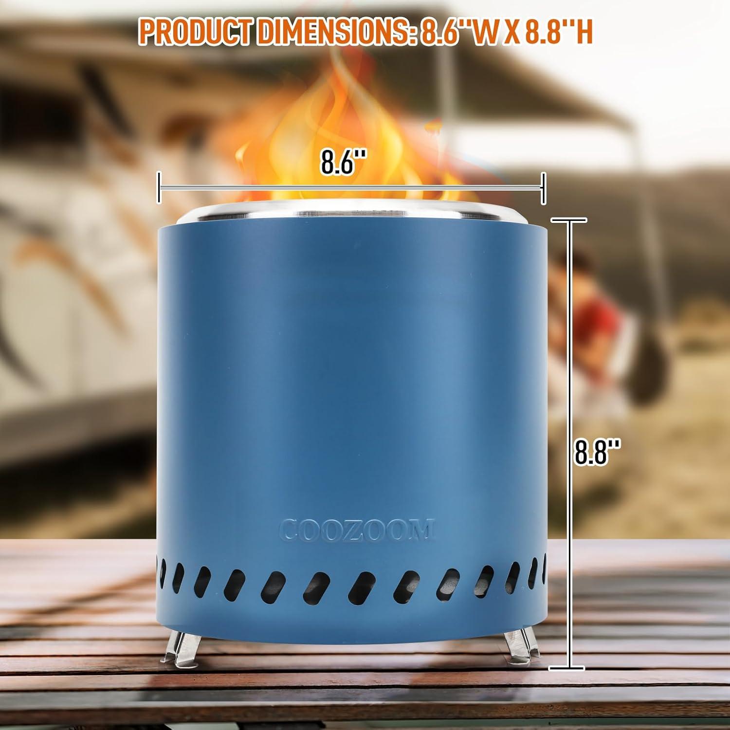 Compact Blue Stainless Steel Tabletop Fire Pit