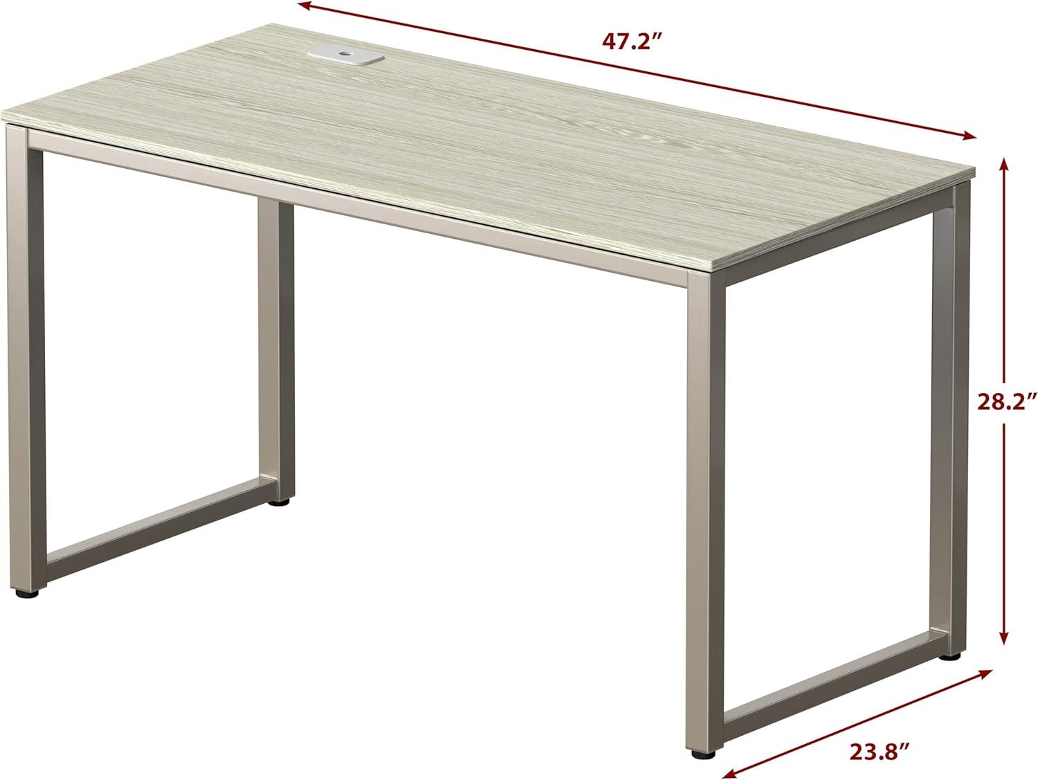 Gray Engineered Wood Modern Computer Desk with Drawers