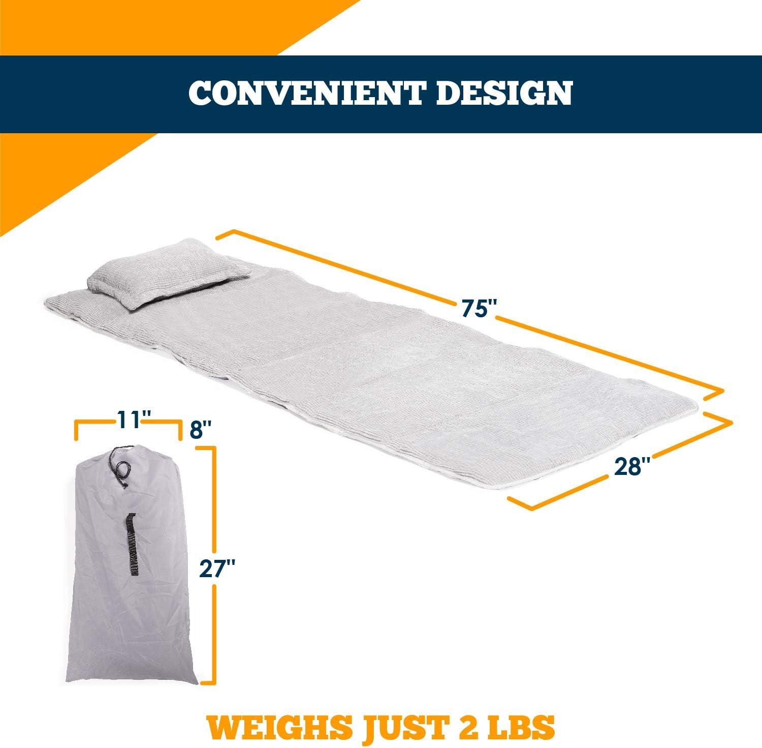 Gray Corduroy Waterproof Camping Cot Mattress Pad with Pillow