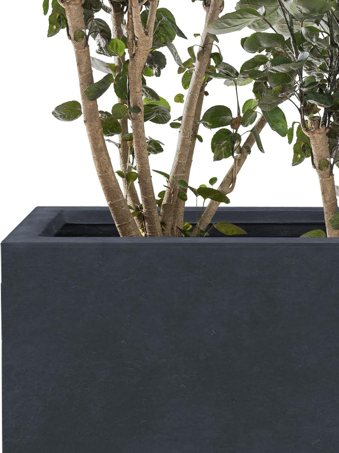 Kante  23.8"L Rectangular Lightweight Concrete Long Low Planter with Drainage Hole, Outdoor/Indoor Modern Planter Charcoal