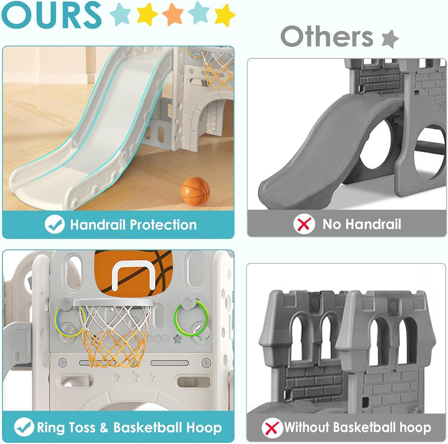 Suteck 9 in 1 Toddler Slide, Kids Slide with Climber Outdoor Indoor Slide Playset