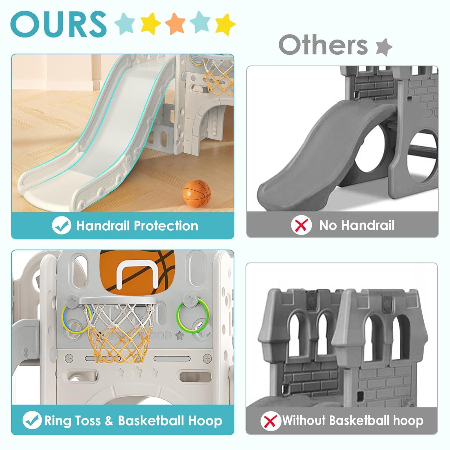 Suteck 9 in 1 Toddler Slide, Kids Slide with Climber Outdoor Indoor Slide Playset