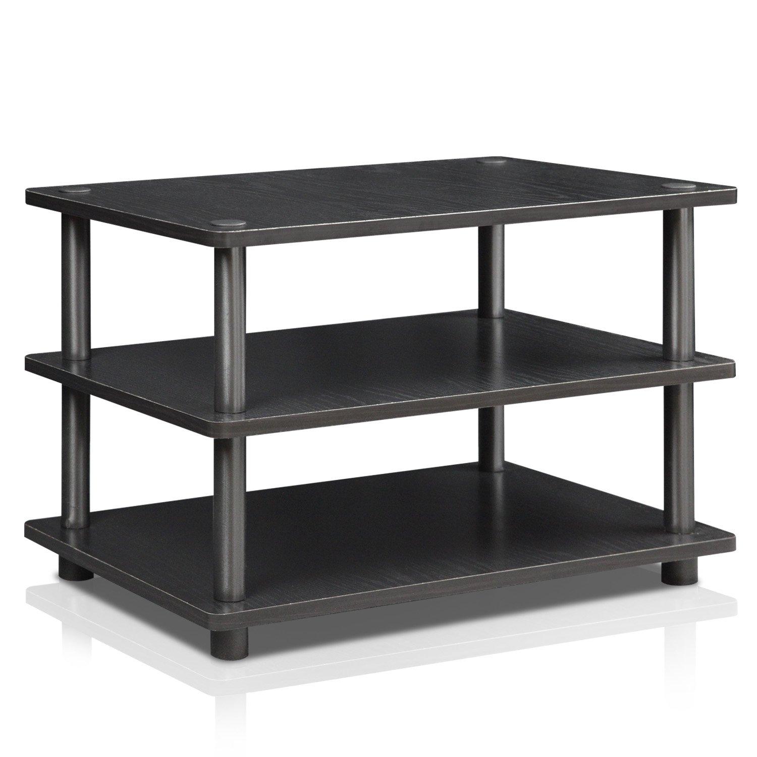 Furinno Easy Assembly 3-Tier Corner TV Stand for TVs up to 25" Storage Shleves CorLiving Blackwood