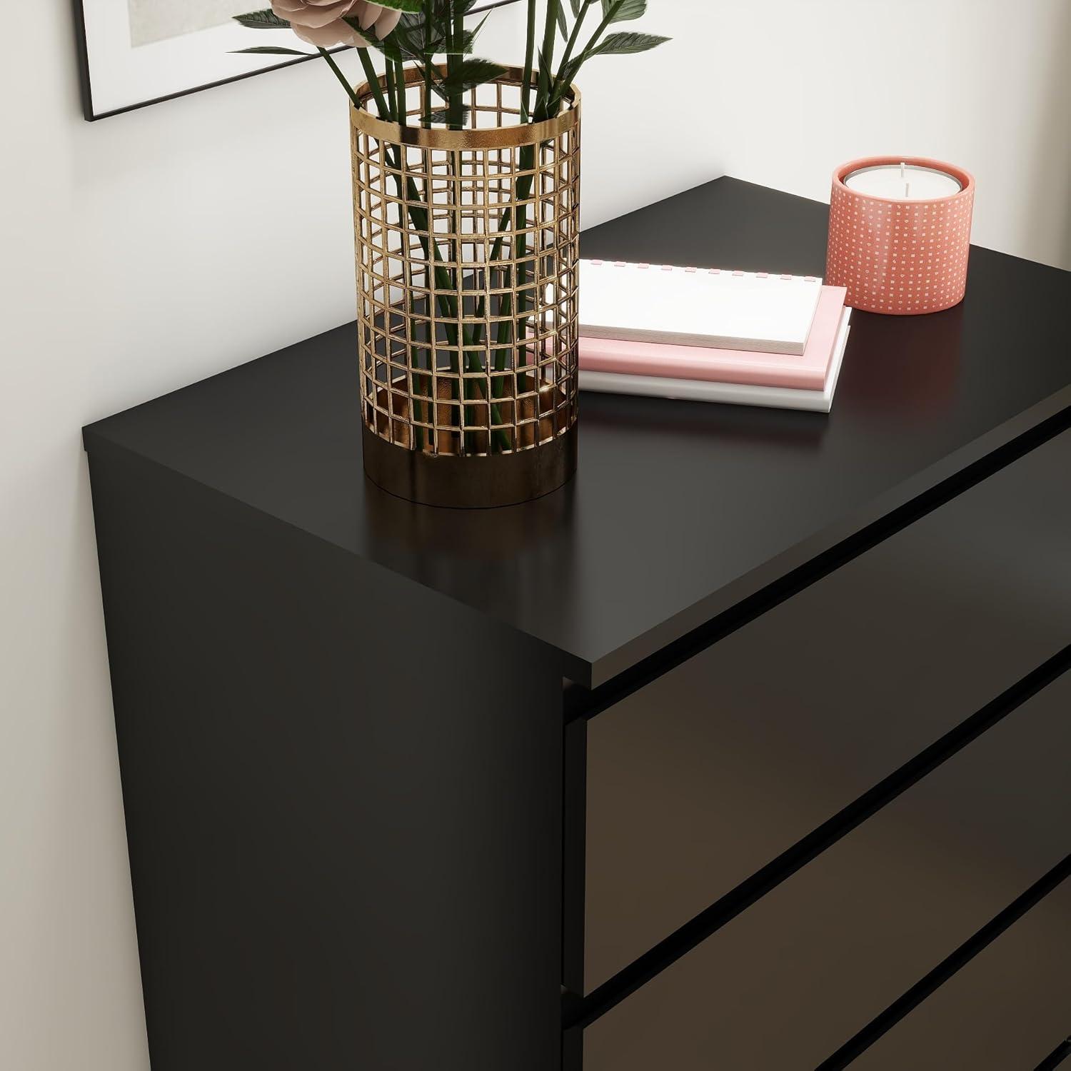 Cómoda Blanca de 5 Cajones para Dormitorio, Cómoda Moderna, Cómoda de Almacenamiento de Madera con Cajones Profundos para la Entrada Del Pasillo de la Sala de Estar,