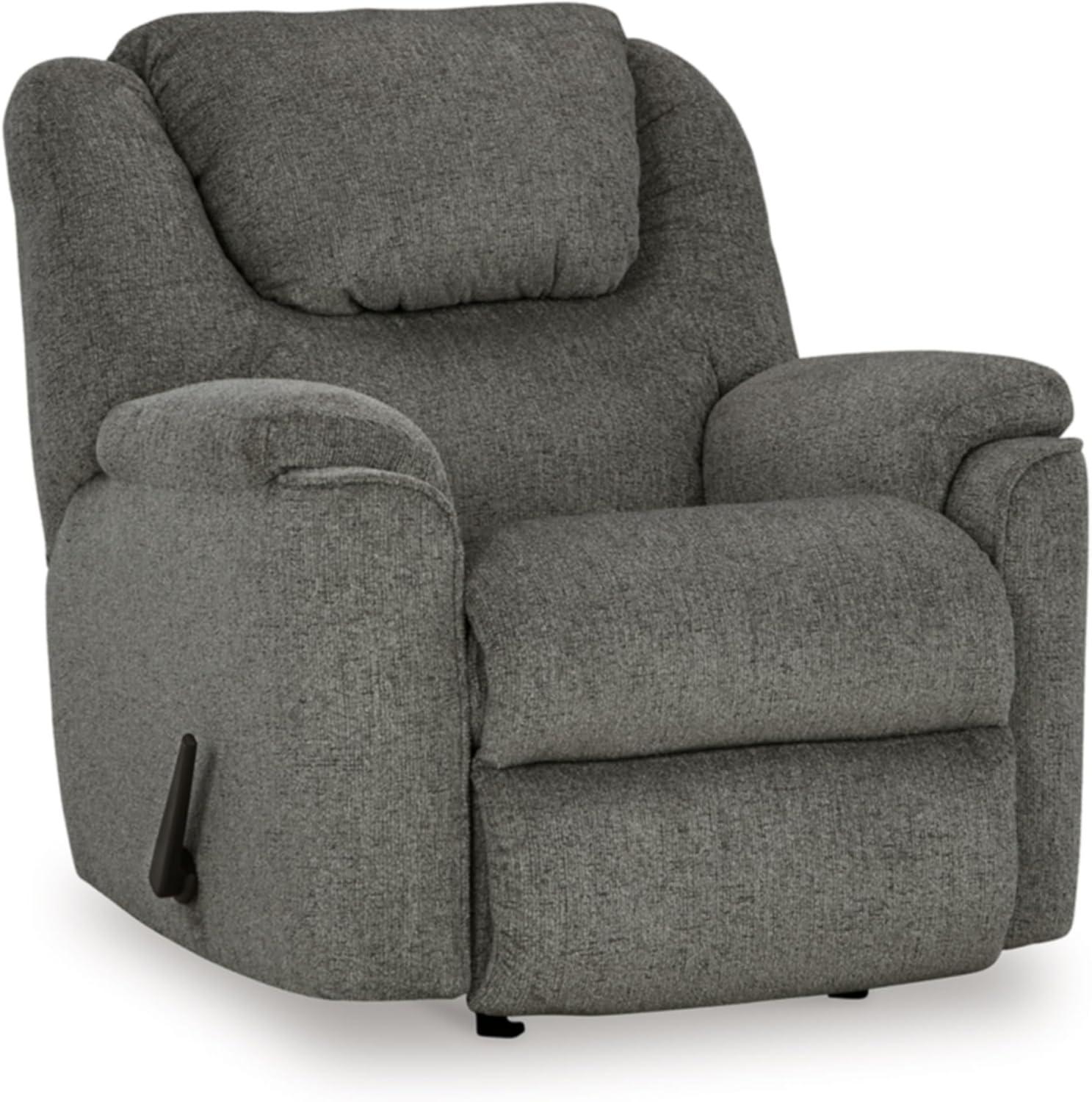 Gray Contemporary Metal Frame Recliner with Pillow Top Arms