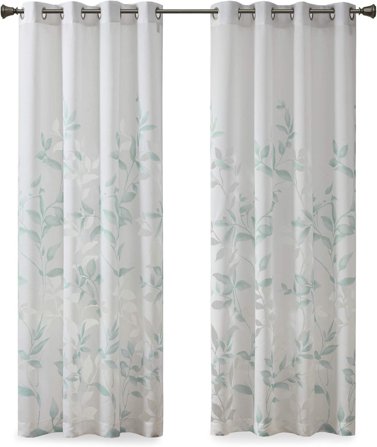 Cecily Floral Printed Burnout Sheer Grommet Single Curtain Panel