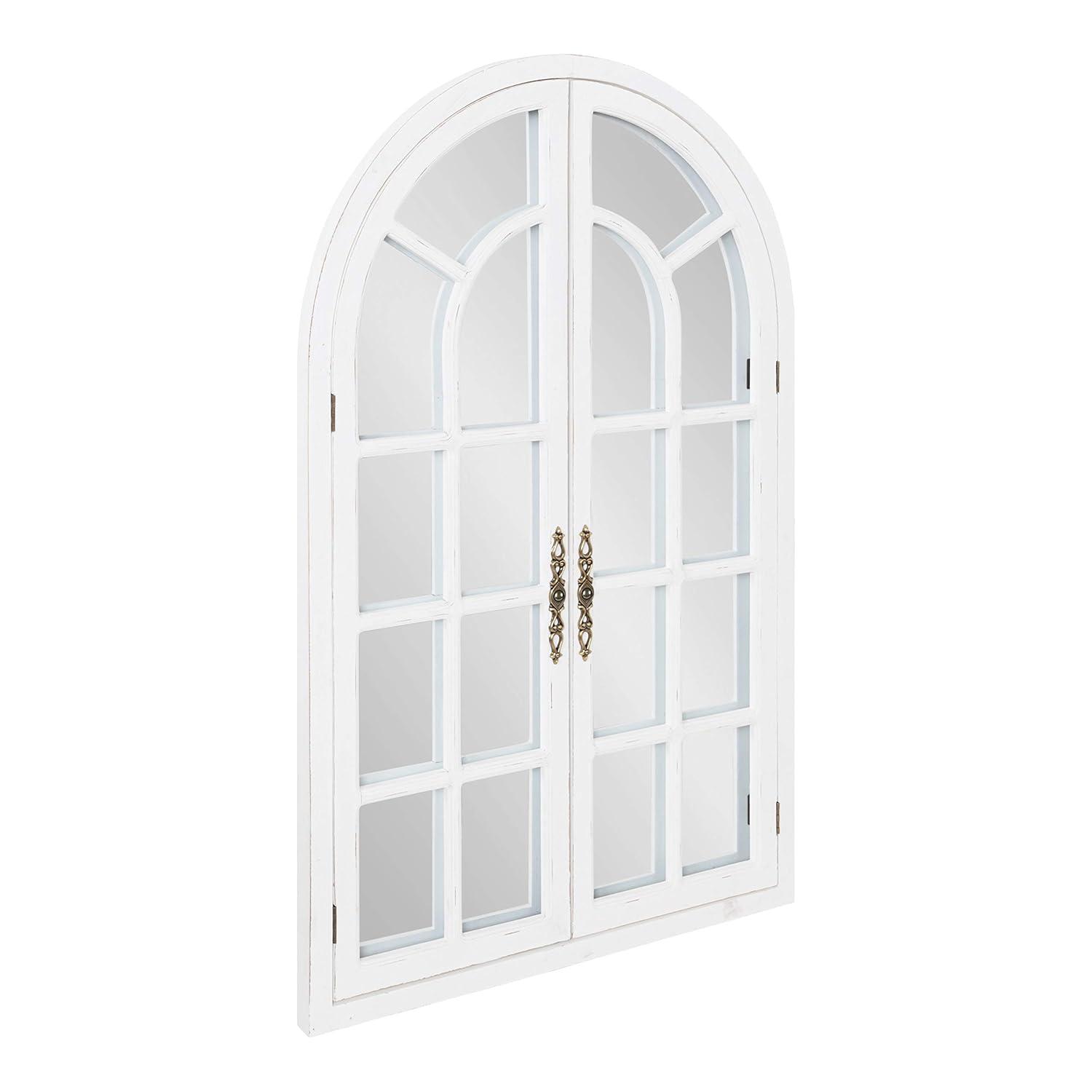 28"x44" Boldmere Arch Wall Mirror White - Kate & Laurel All Things Decor: Rustic Farmhouse Windowpane