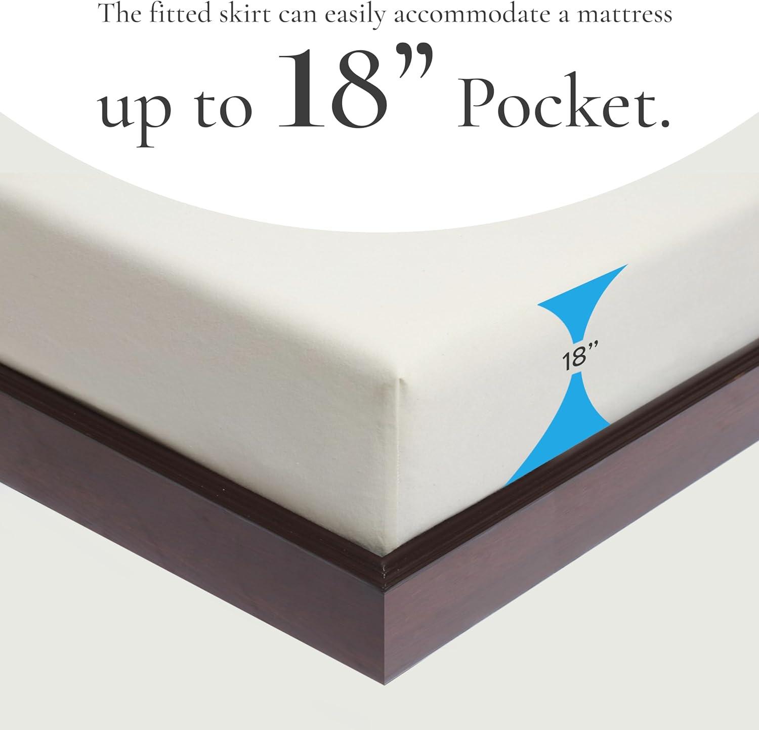 Sleep & Beyond 100% Organic Cotton Waterproof Mattress Protector, Queen, up to 18", Classic Ivory