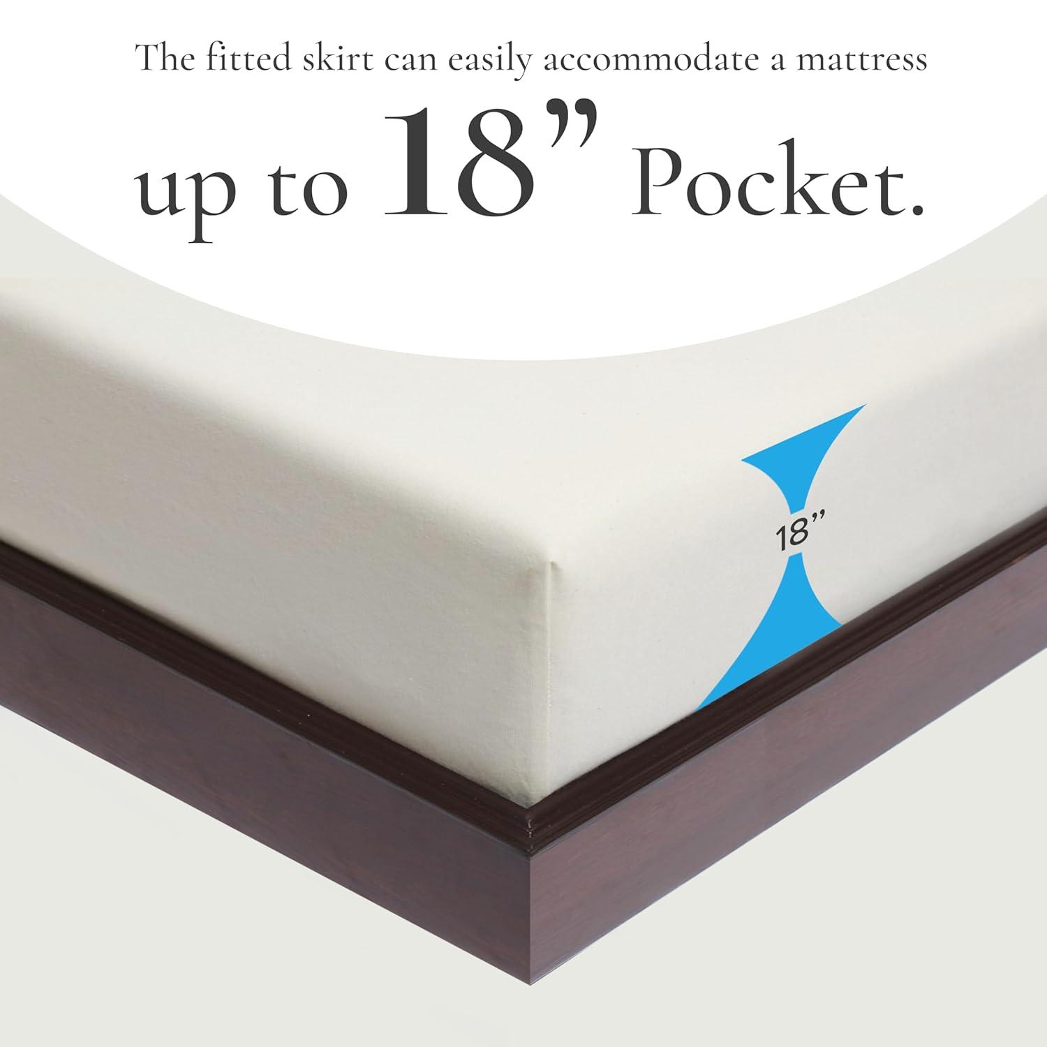 Sleep & Beyond 100% Organic Cotton Waterproof Mattress Protector, Queen, up to 18", Classic Ivory