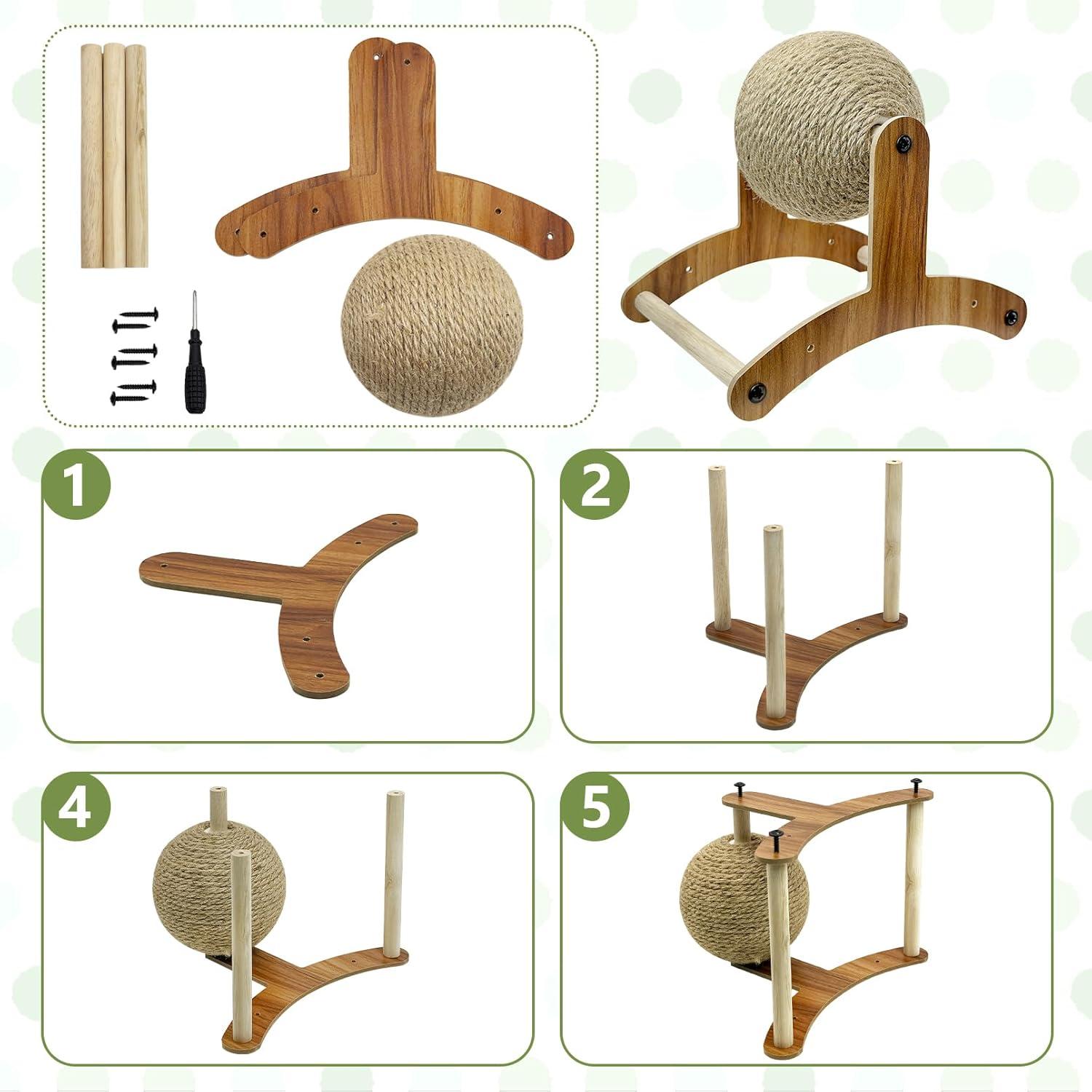 Rabbit Scratch Toy, Natural Sisal Rabbit Scratching Ball With Cardboard Pad 2-In-1 Bunny Claw Scratcher Interactive Toys Nail Scratching Post For Indoor Pets Kittens Ferrets Small Animals