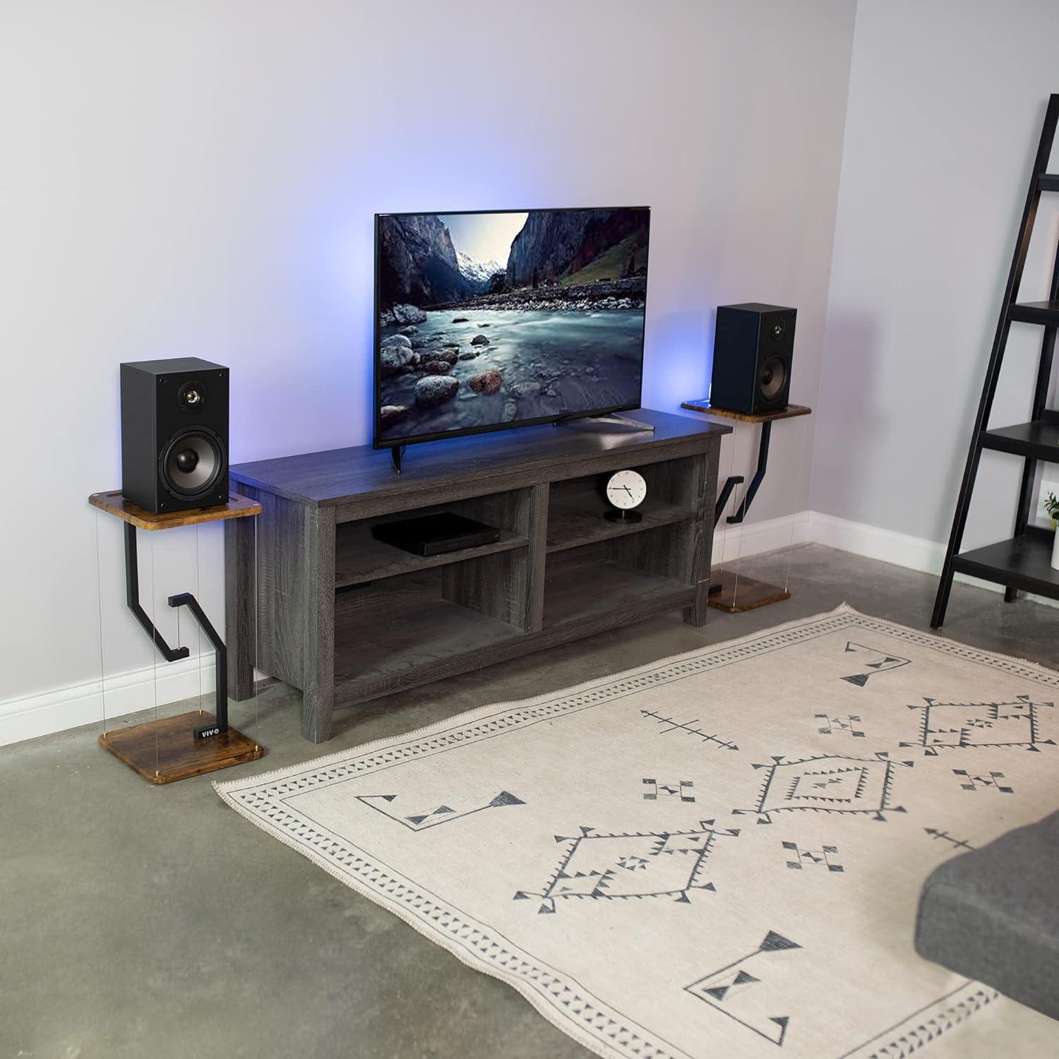 Vintage Brown and Black Floating Speaker Stand with Anti-Gravity Design