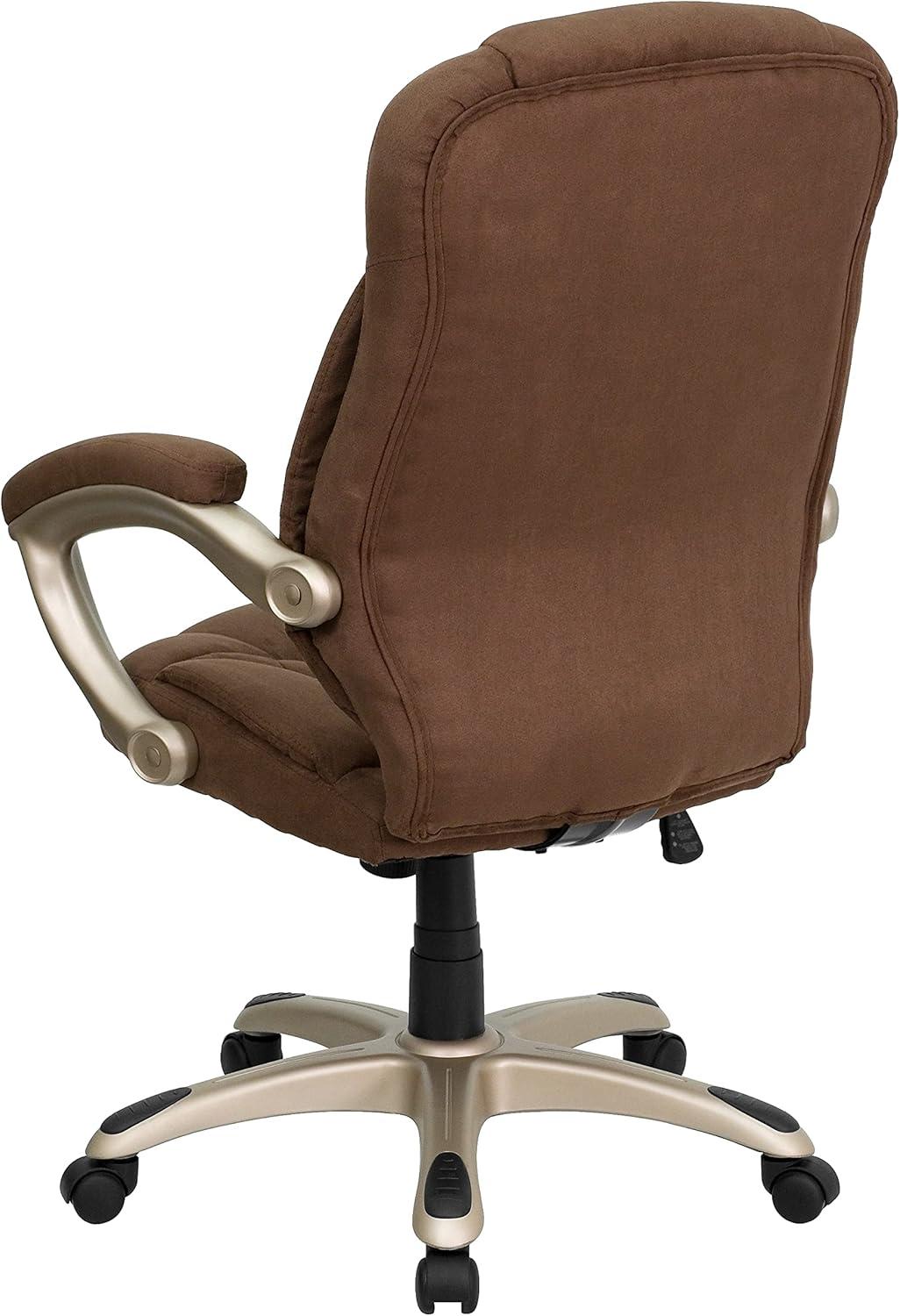 Elegant Brown Microfiber High-Back Executive Swivel Chair with Metal Base