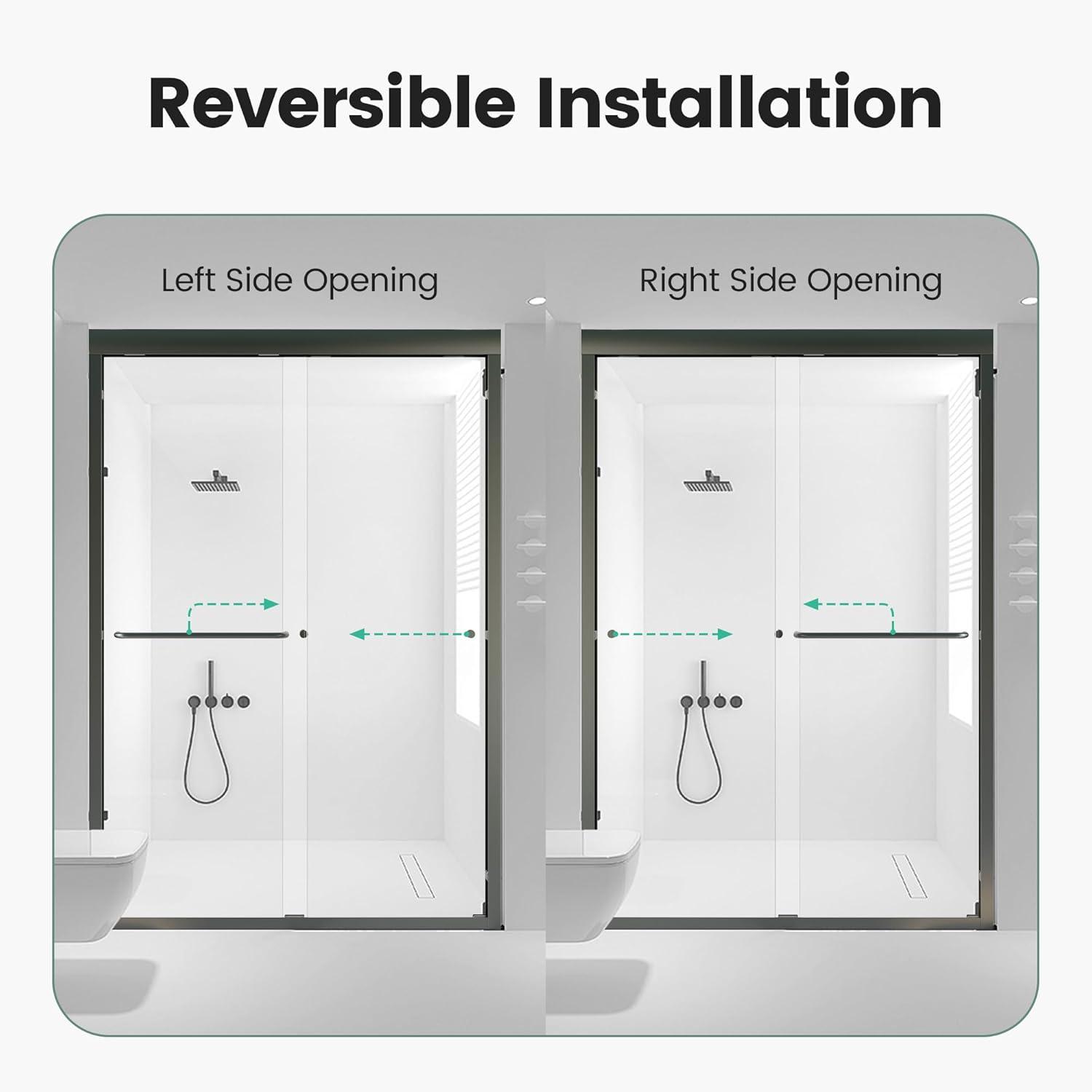 56 - 60 in. W x 58 in. H Semi-Frameless Sliding Bathtub Door in Finish with Clear SGCC Tempered Glass