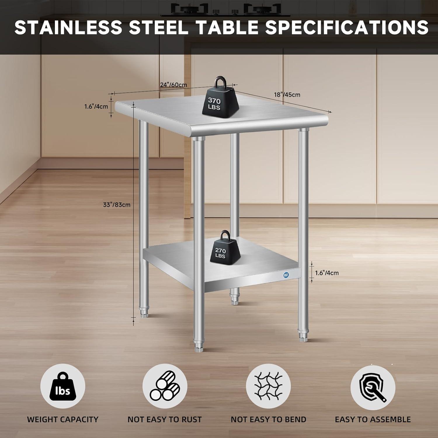 GRIDMANN NSF Stainless Steel Commercial Prep Table By GRIDMANN