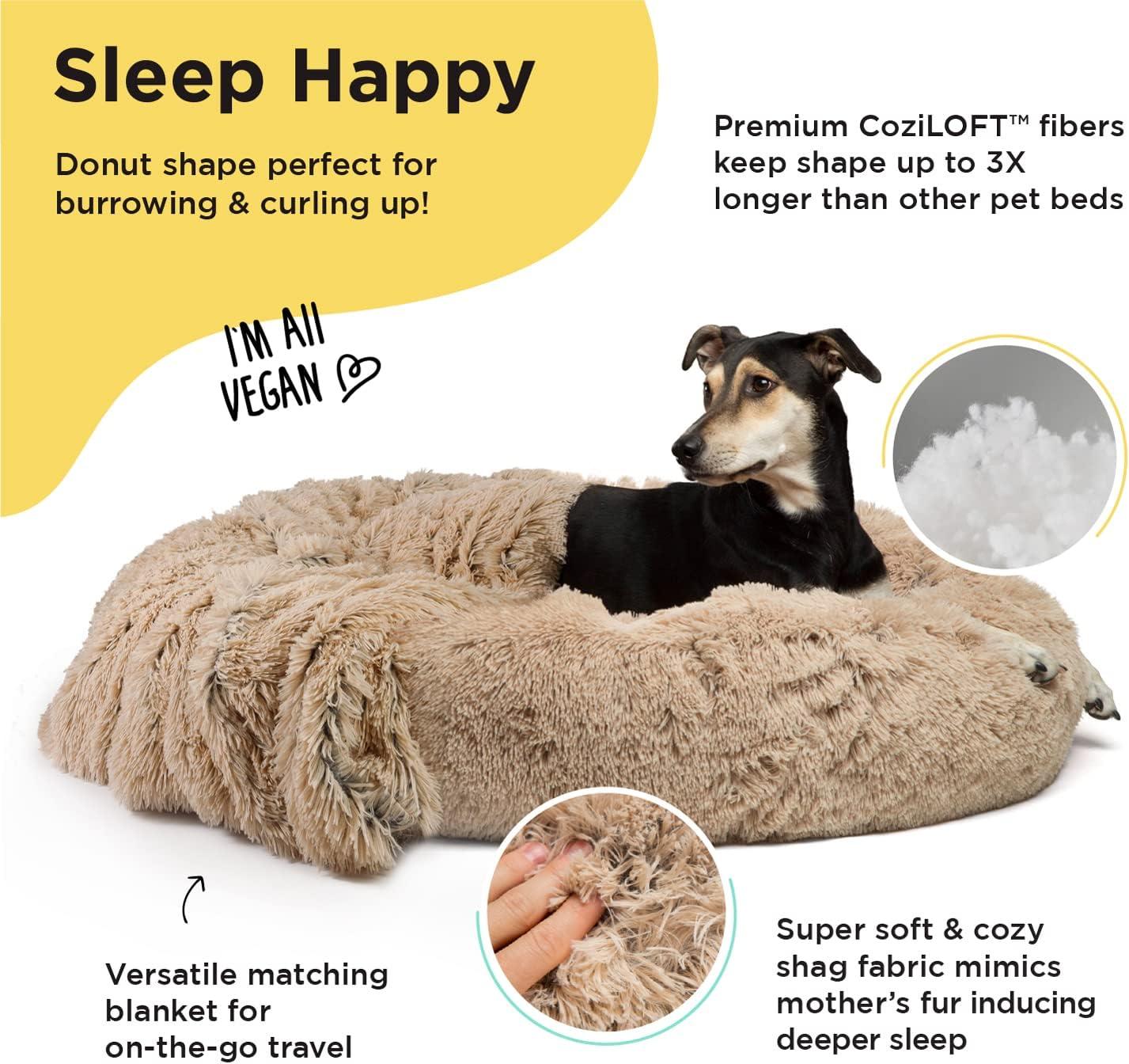 Best Friends By Sheri Best Friends by Sheri Bundle The Original Calming Shag Donut Cat and Dog Bed + Throw