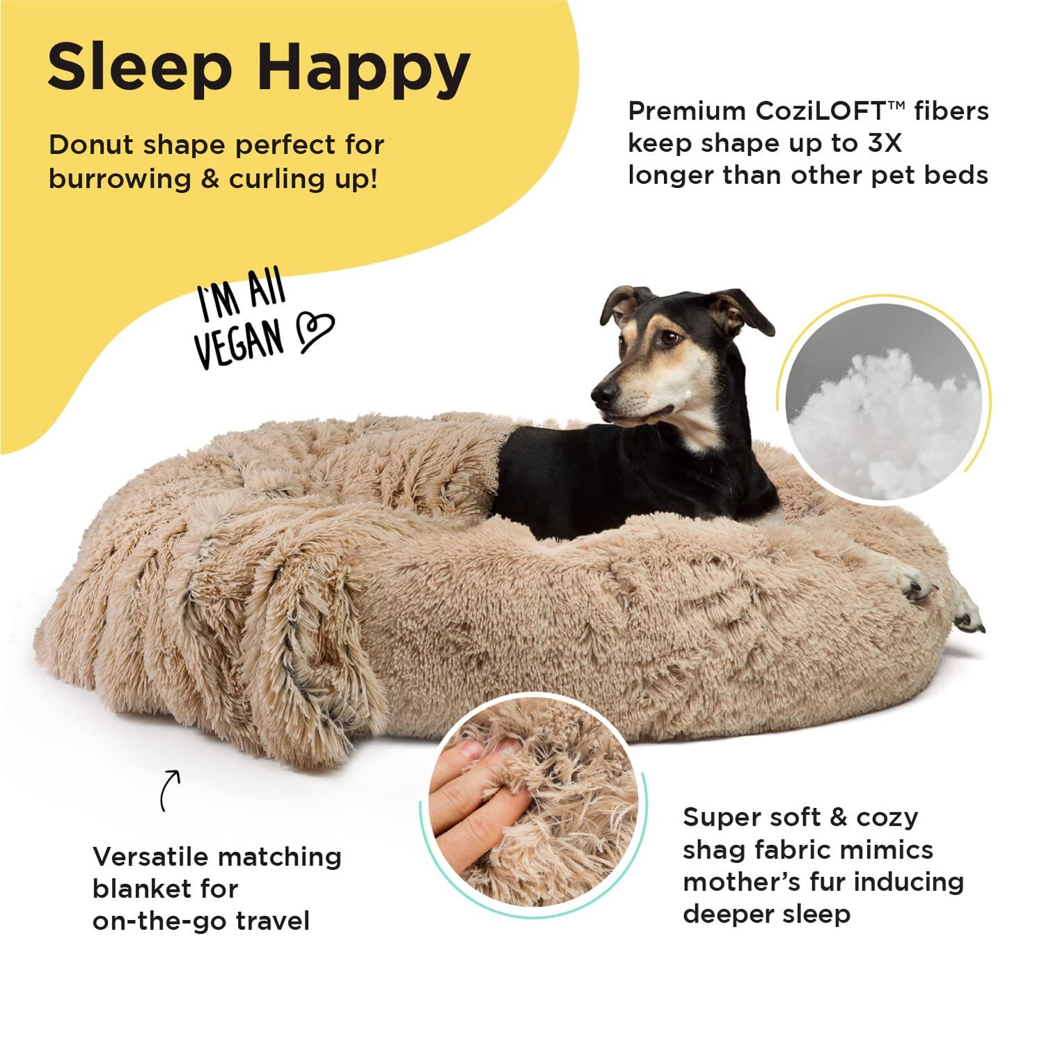 Best Friends By Sheri Best Friends by Sheri Bundle The Original Calming Shag Donut Cat and Dog Bed + Throw