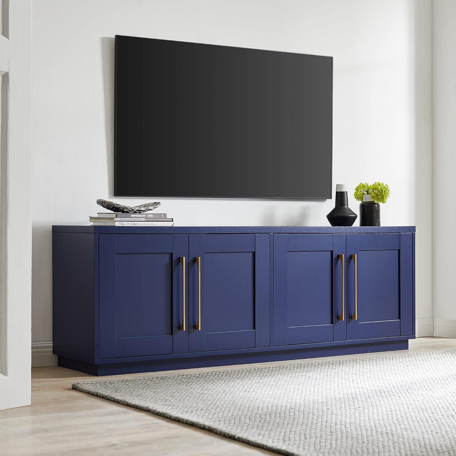 Evelyn&Zoe Tillman Rectangular TV Stand for TV's up to 75", Dark Blue