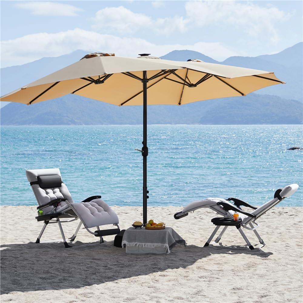 Yaheetech Zero Gravity Chair, Folding Reclining Lounge Recliner with Removable Pad & Headrest & Side Cup Holder Tray for Indoor and Outdoor Gray/2