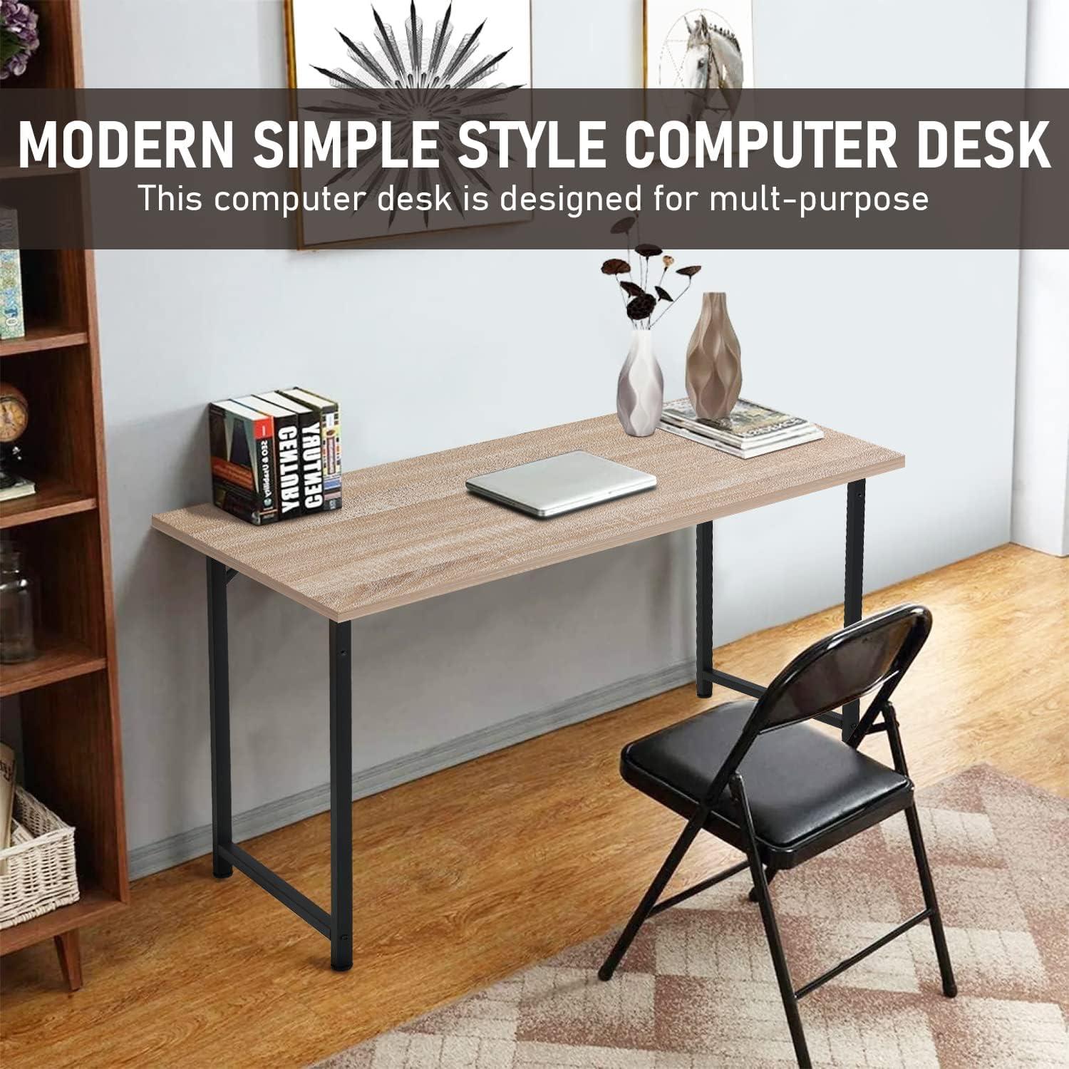 FDW Computer Desk 47 inch Length Study Writing Table, Adjustable feet, Modern Furniture for Home Office, Nature