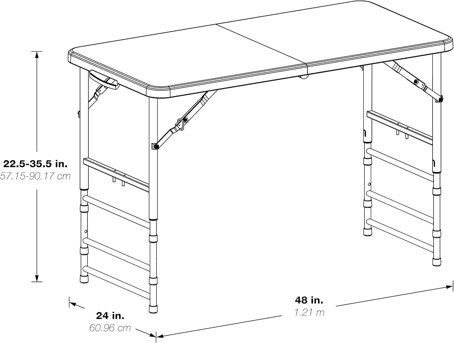 4' Long- Height Adjustable Fold in Half Resin Multi Purpose Table in Light Gray