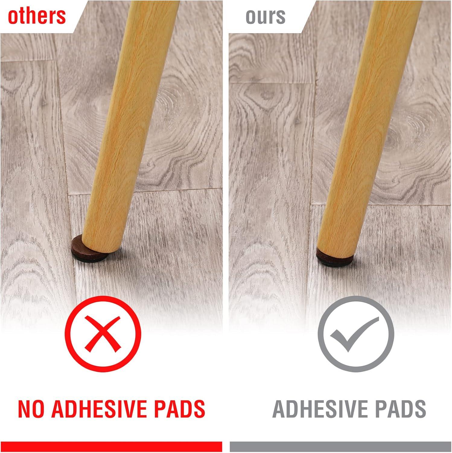 HAUSHOF 46-Piece Felt Furniture Pads, No Slip Furniture Pads Floor Protectors for Hardwood & Laminate Floors, Includes 2''(20pcs), 1.5''(5pcs), 1''(21pcs), Self-Adhesive, Anti-Scratch, Brown