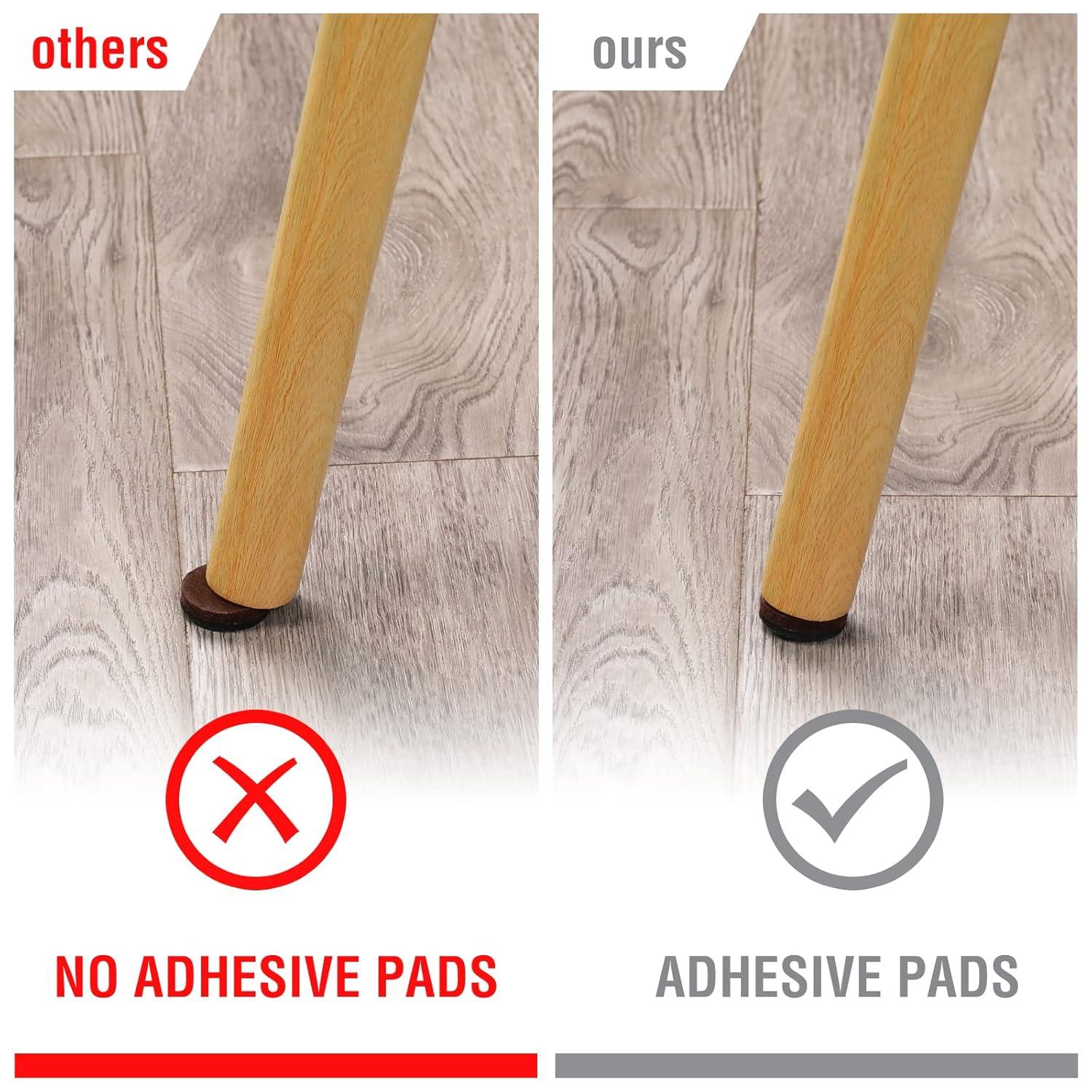 HAUSHOF 46-Piece Felt Furniture Pads, No Slip Furniture Pads Floor Protectors for Hardwood & Laminate Floors, Includes 2''(20pcs), 1.5''(5pcs), 1''(21pcs), Self-Adhesive, Anti-Scratch, Brown