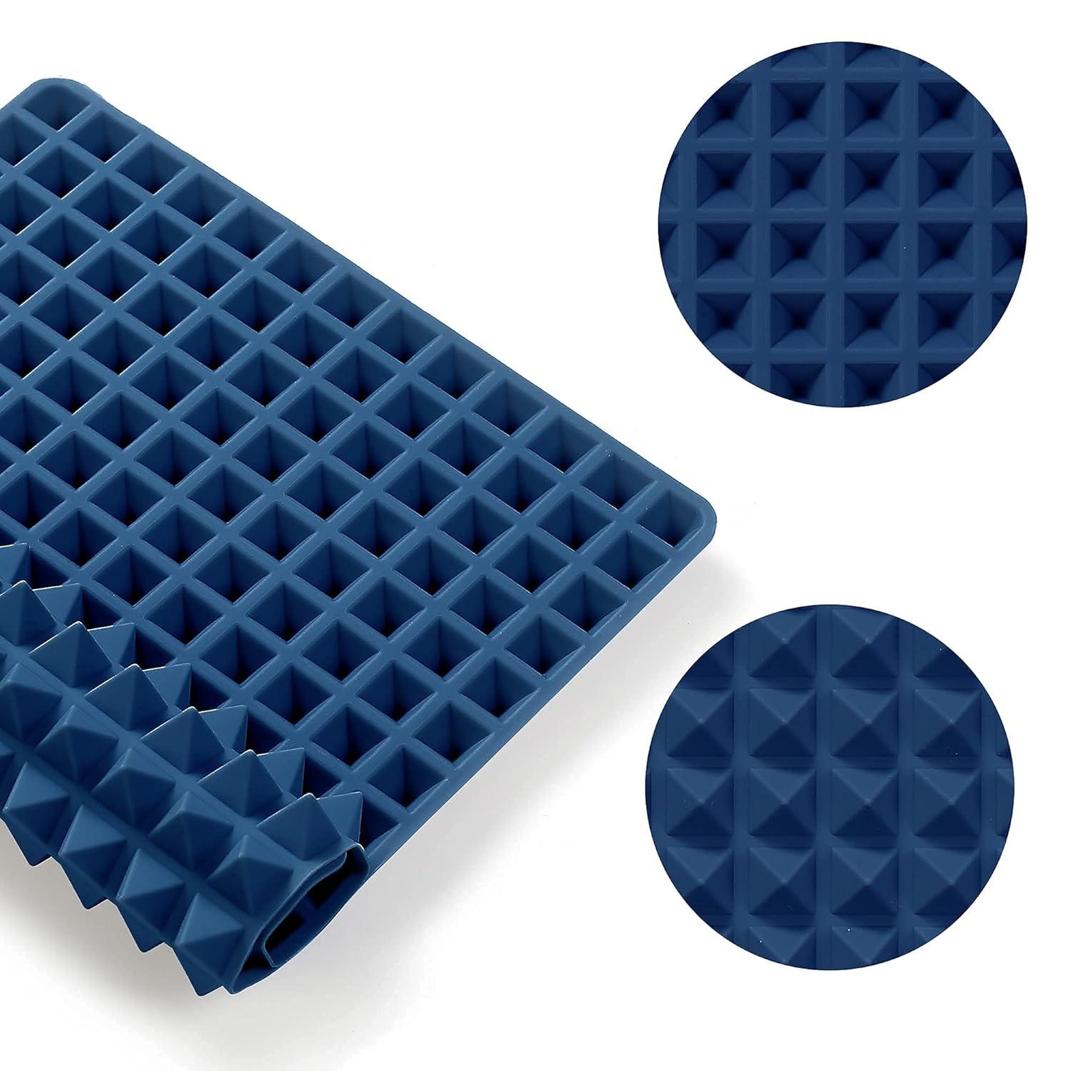 To encounter 8 in 1 Silicone Baking Set - 6 Cake Molds - 2 Silicone Baking Mat, Nonstick Cookie Sheet, Cake Muffin Bread Pan with Grips and Metal Reinforced Frame More Strength, Navy Blue