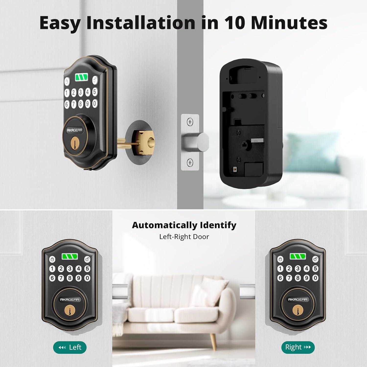 Keyless Entry Door Lock with Keypad - Smart Deadbolt for Front Door with 2 Keys - Auto Lock - Easy Installation - DS10 Mini (Oil Rubbed Bronze)