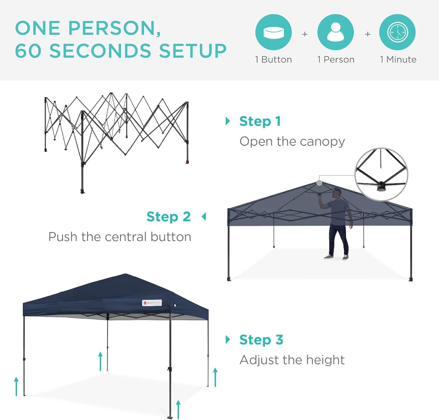 Blue 10x10ft Steel Pop-Up Canopy Tent with Wheeled Case