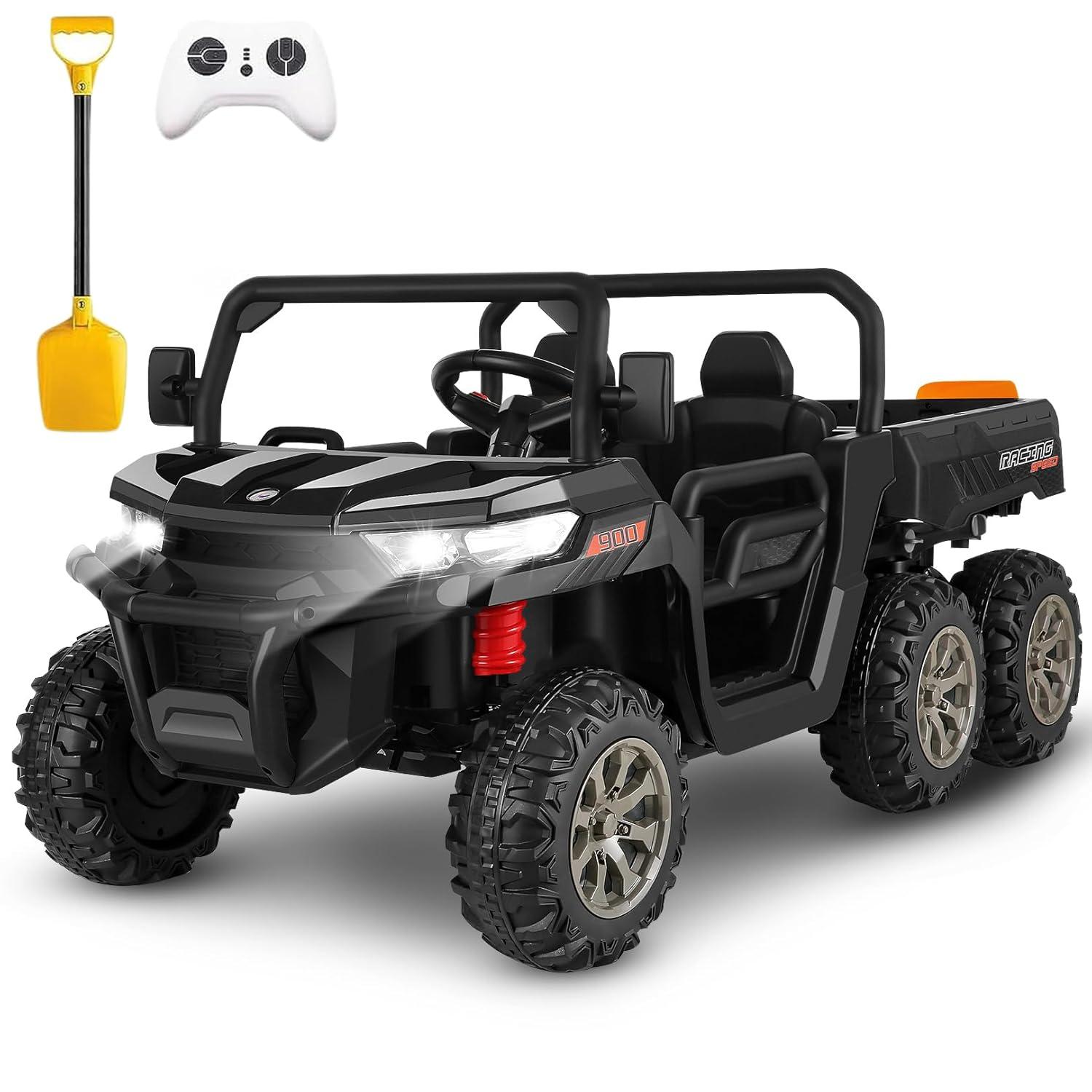 4 Wheels 24V Ride on Dump Truck Toys 2 Seater Kids Ride On UTV Car with Remote Control,Electric Dump Bed