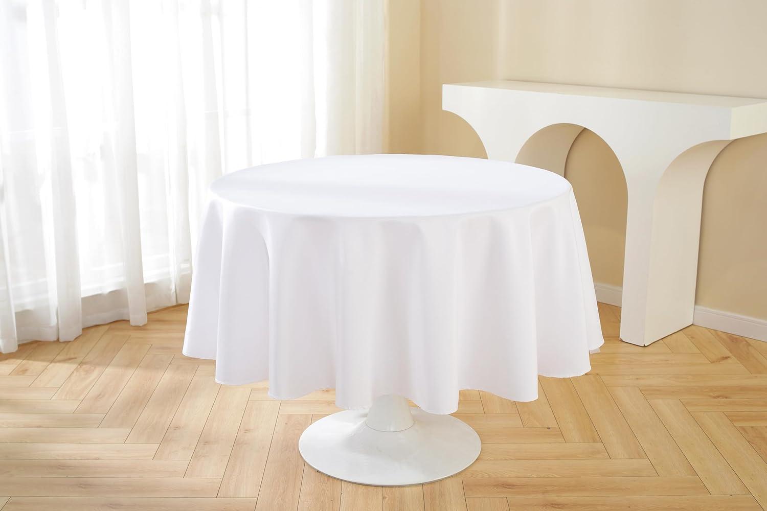Hokku Designs 10 Packs Premium Round Tablecloth 90 Inch White Polyester Table Cloth Bulk Washable Polyester Fabric Tablecloths Table Cover For Wedding Party Banquet Buffet Table Holiday Dinner (White, 90 Inch)