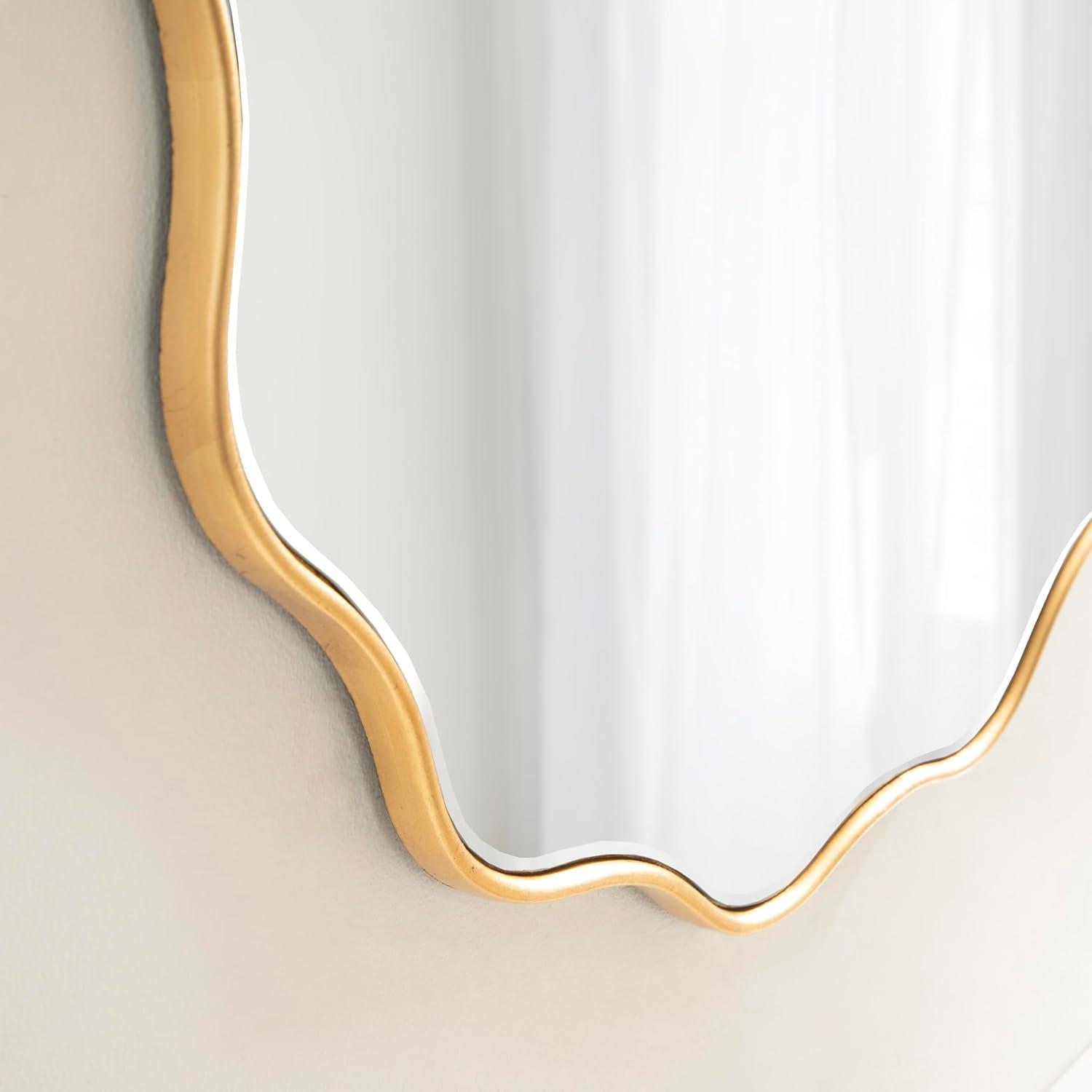 Kate & Laurel All Things Decor 32"x32" Viona Round Scalloped Mirror Gold: Luxury Glam Decor, No Assembly, Espejo