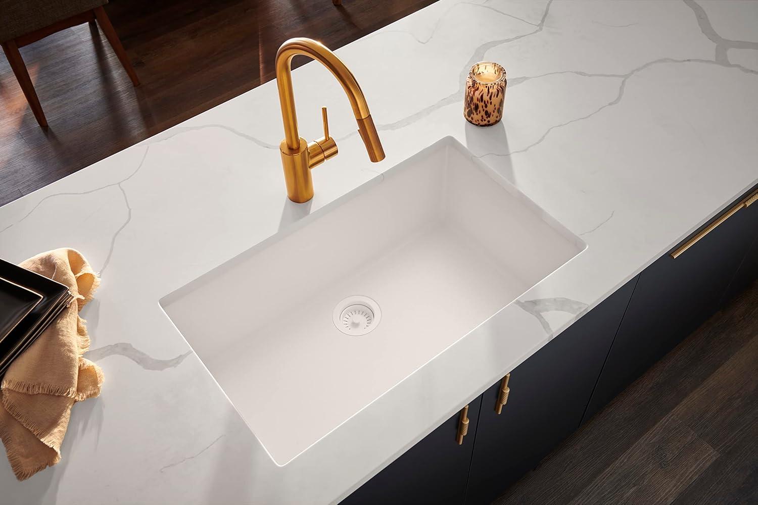 Arctic White Granite Composite Single Bowl Kitchen Sink