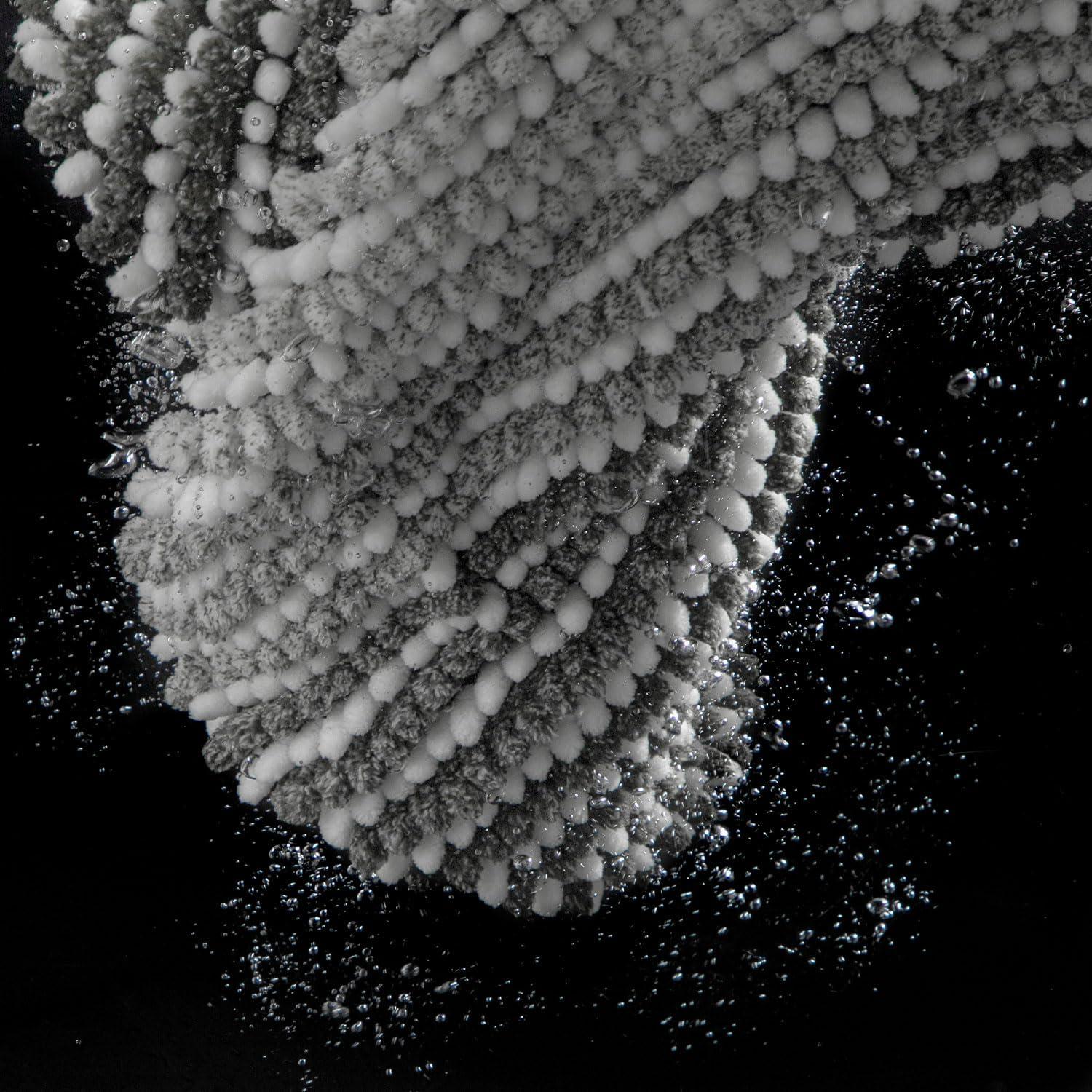 BSICPRO Bathroom Rugs and Mats Sets, 2 Piece Thick Absorbent Chenille Bath Mat Rug Set Non Slip, Soft Shaggy Bath Room Floor Mats for Bathroom, Machine Washable (20" x 47" Plus 16" x 24", Black)