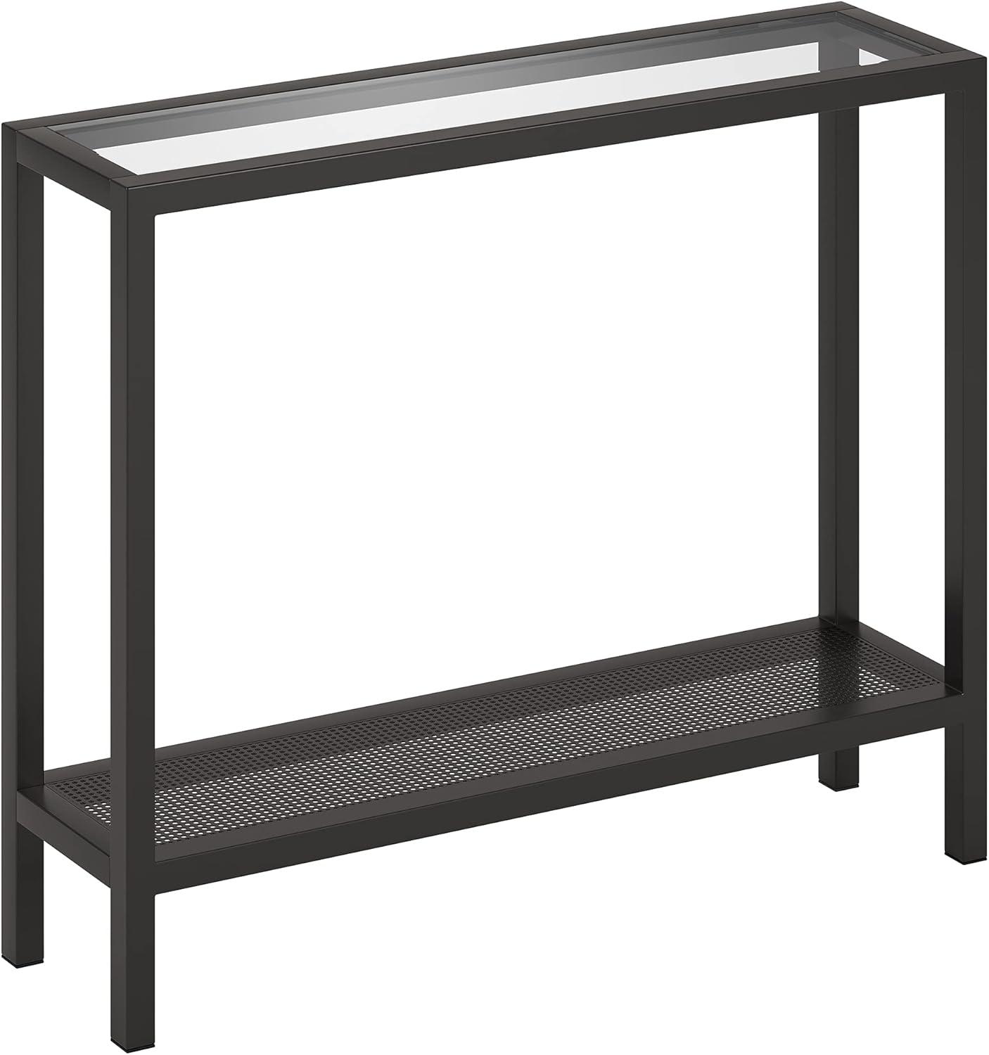 Evelyn&Zoe Rigan 36" Wide Rectangular Console Table, Blackened Bronze