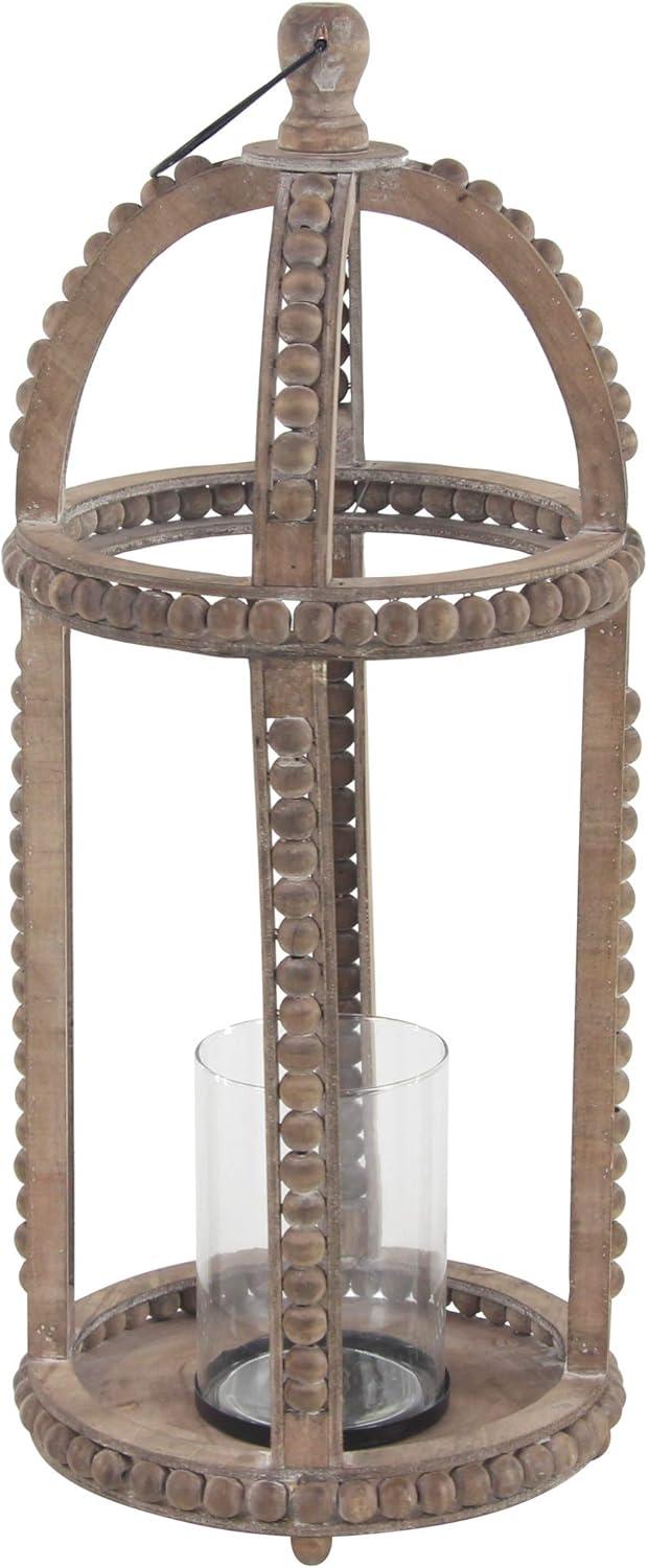 29" x 13" Rustic Glass Cage Style Wood Candle Holder Brown - Olivia & May