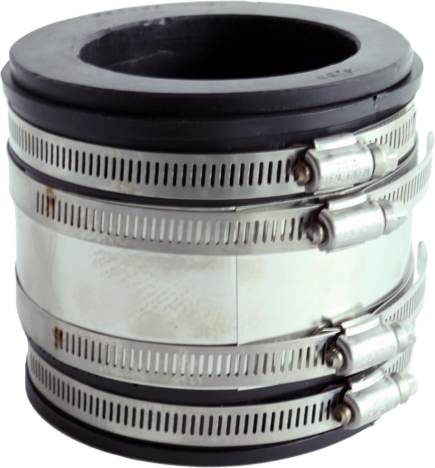 Fernco 1056-43RC 4 x 3 in. PVC & Cast Iron Straight Flex Coupling Shear Band Universal Pipe