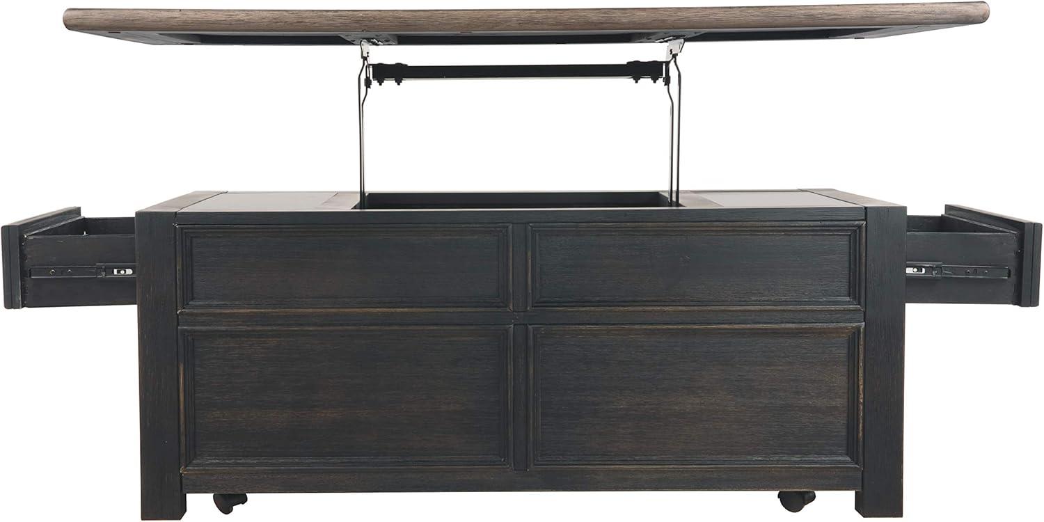 Contemporary Black/Brown Wood Lift-Top Coffee Table with Storage