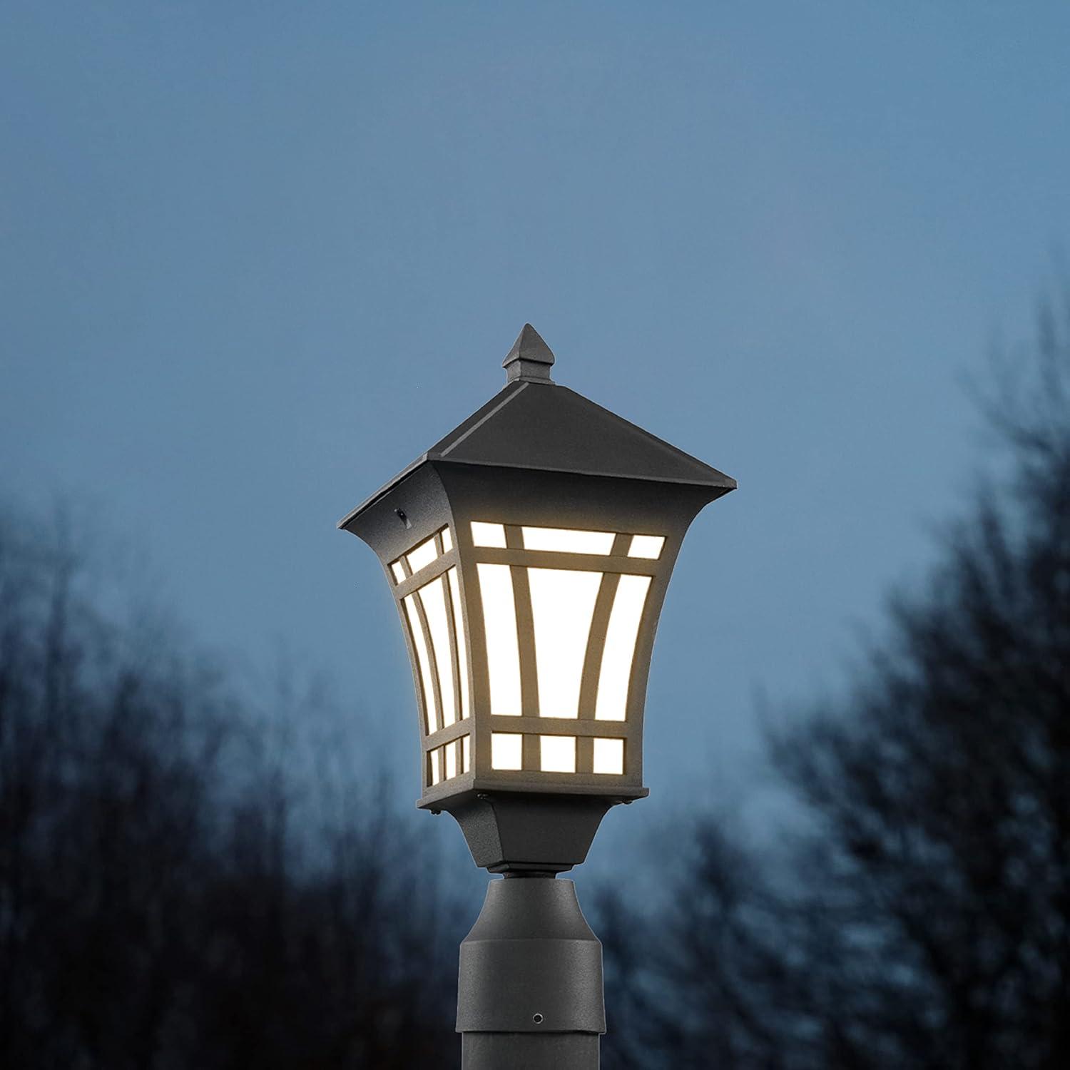 Herrington Black 7.25" Outdoor Post Lantern with Etched Glass